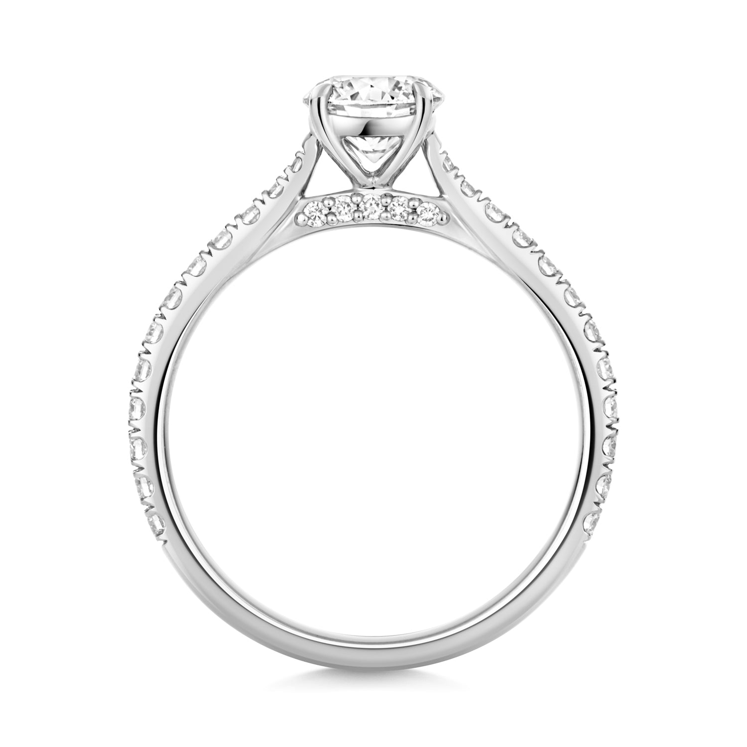 Maria Pavé 0.75ct Round Lab Grown Diamond Engagement Ring - 18k White Gold