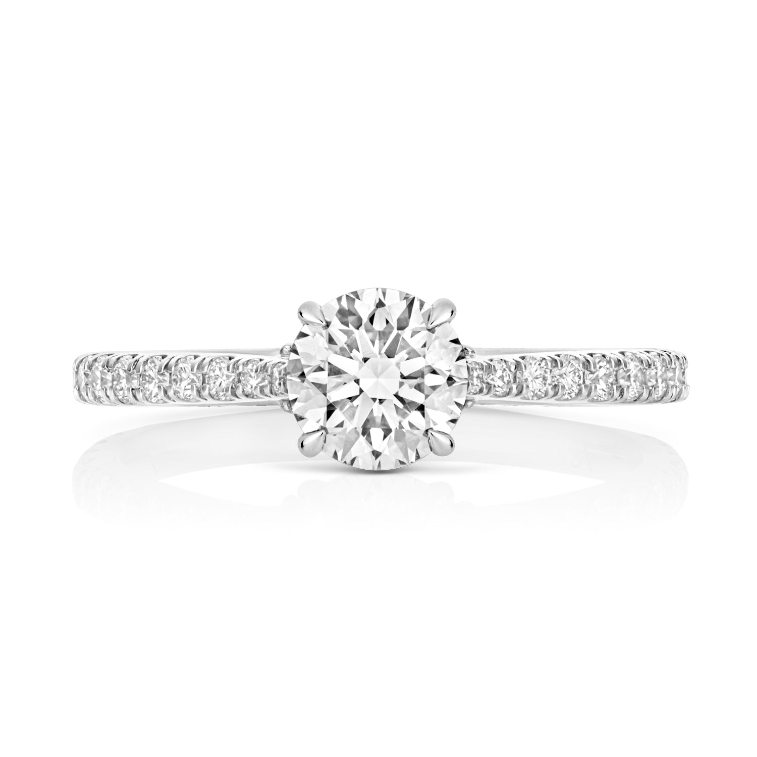 Maria Pavé 0.75ct Round Lab Grown Diamond Engagement Ring - 18k White Gold