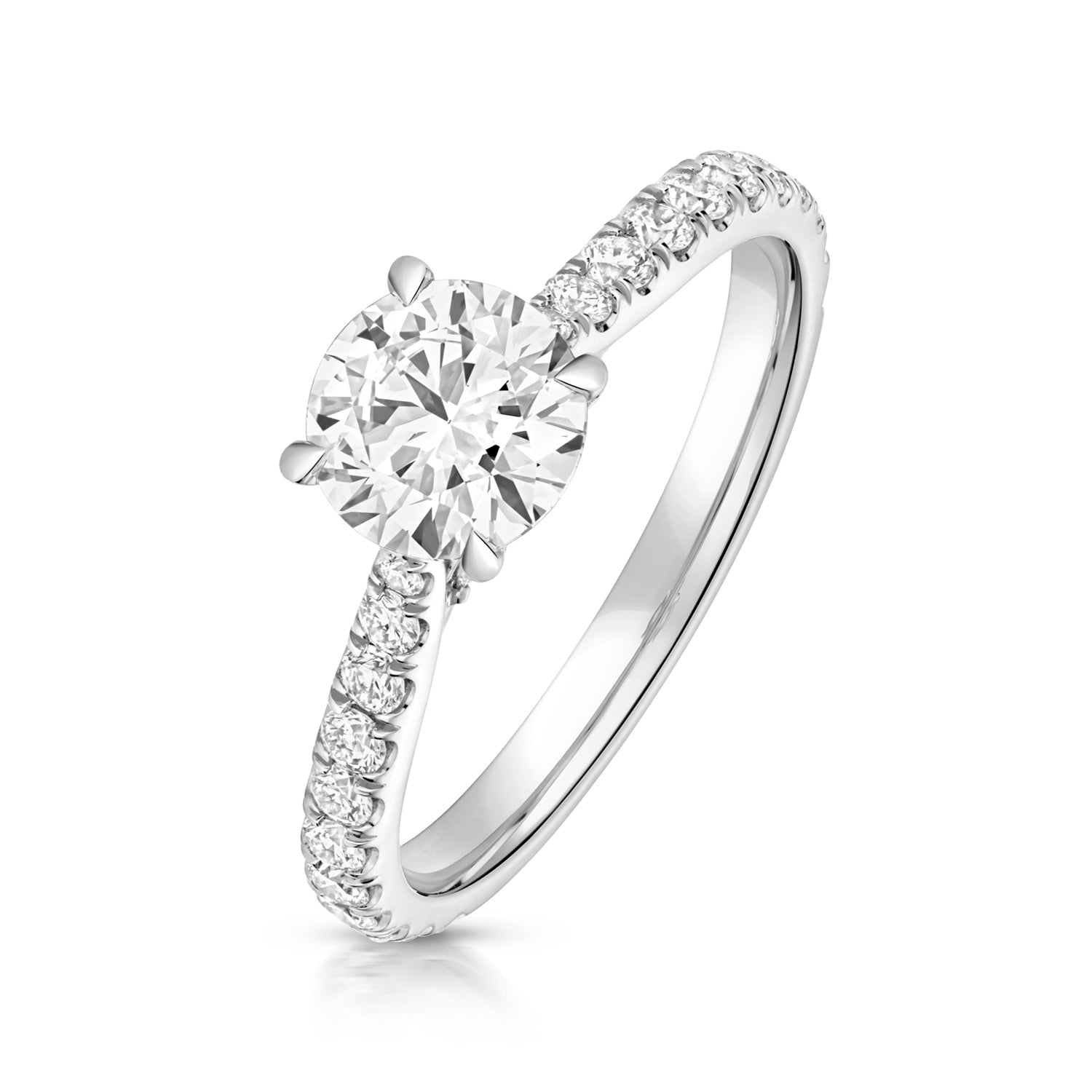 Maria Pavé 1.00ct Round Lab Grown Diamond Engagement Ring - Platinum