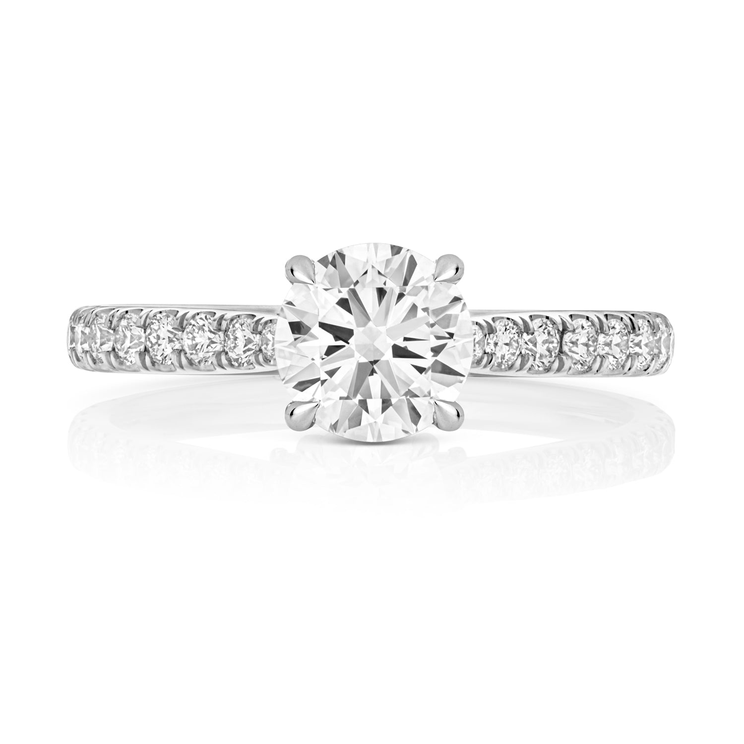 Maria Pavé 1.00ct Round Lab Grown Diamond Engagement Ring - Platinum