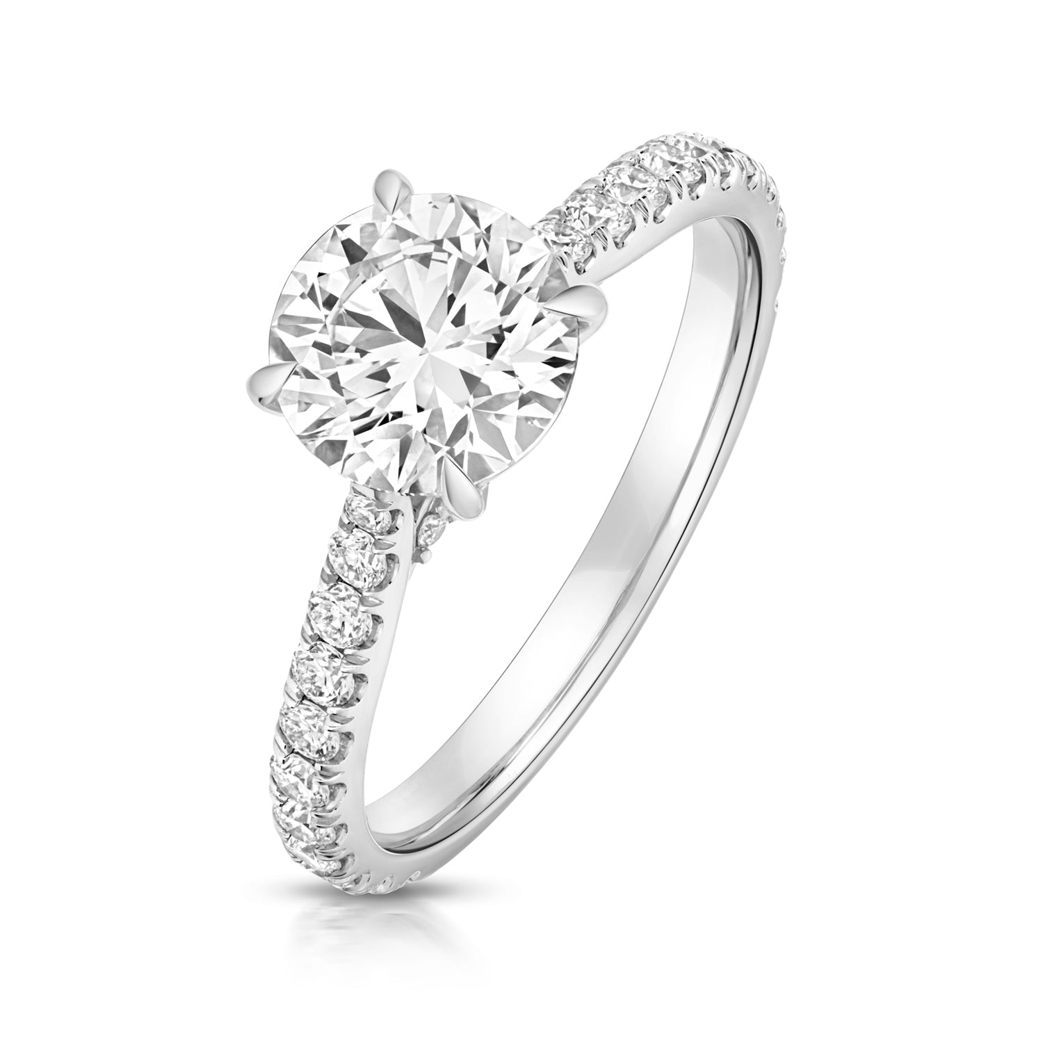 Maria Pavé 1.50ct Round Lab Grown Diamond Engagement Ring - 18k White Gold