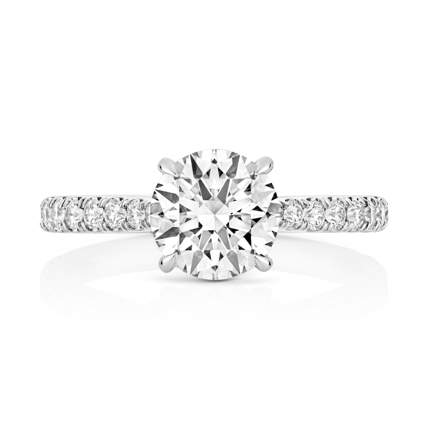 Maria Pavé 1.50ct Round Lab Grown Diamond Engagement Ring - 18k White Gold
