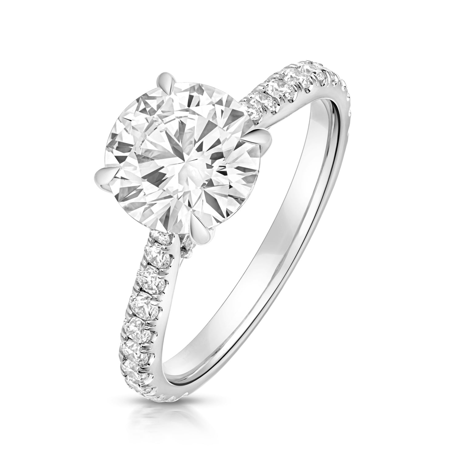 Maria Pavé 2.00ct Round Lab Grown Diamond Engagement Ring - 18k White Gold