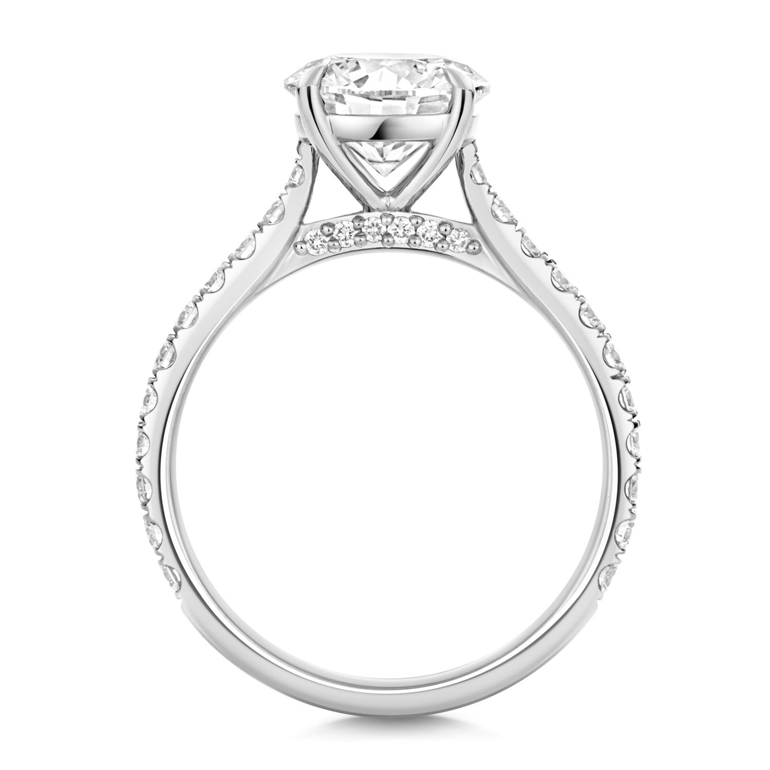 Maria Pavé 2.00ct Round Lab Grown Diamond Engagement Ring - 18k White Gold