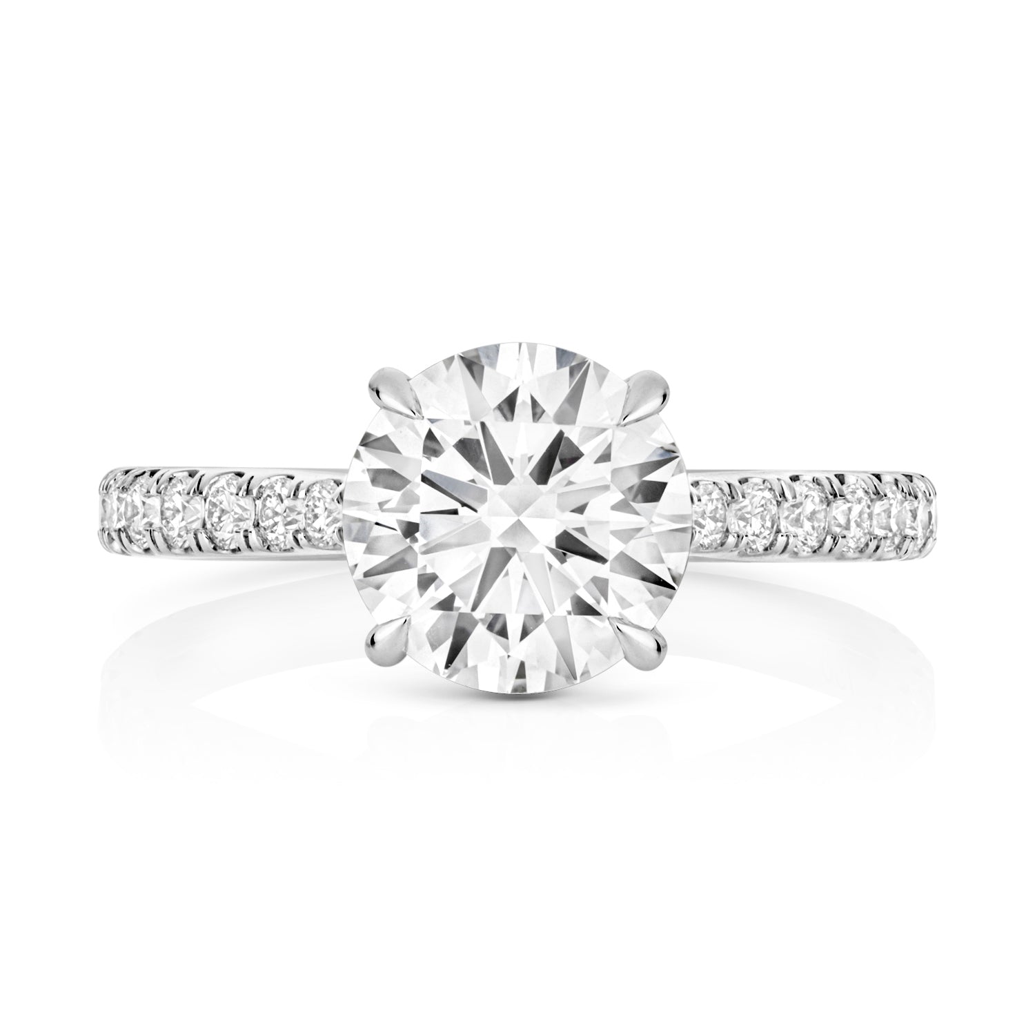 Maria Pavé 2.00ct Round Lab Grown Diamond Engagement Ring - 18k White Gold