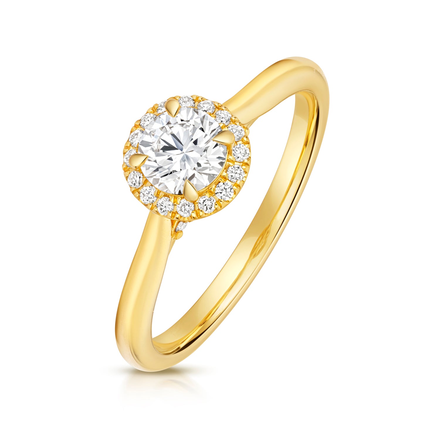Maria Halo 0.50ct Round Lab Grown Diamond Engagement Ring - 18k Yellow Gold