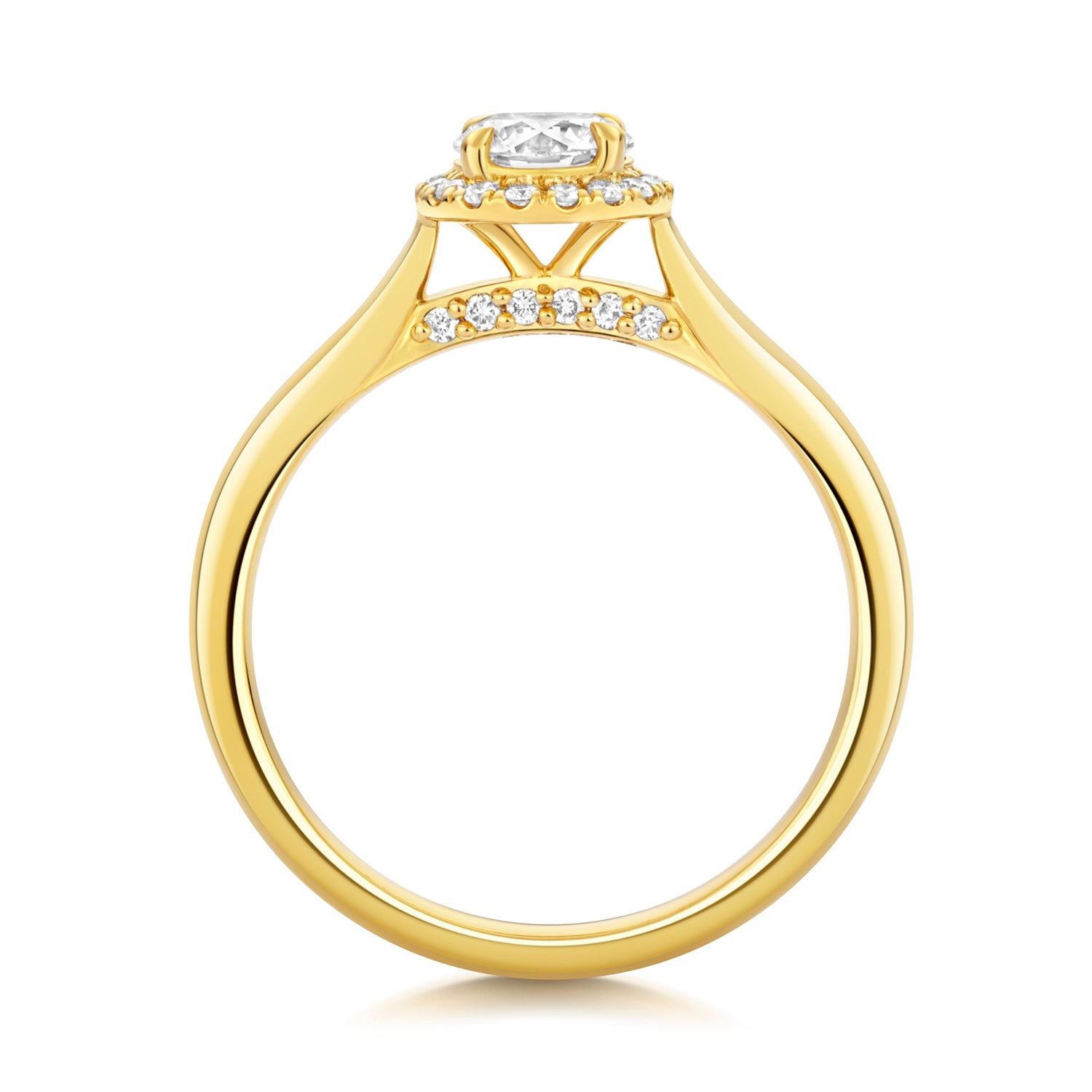 Maria Halo 0.50ct Round Lab Grown Diamond Engagement Ring - 18k Yellow Gold