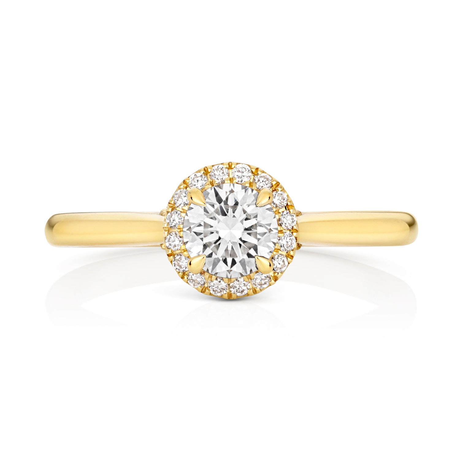 Maria Halo 0.50ct Round Lab Grown Diamond Engagement Ring - 18k Yellow Gold