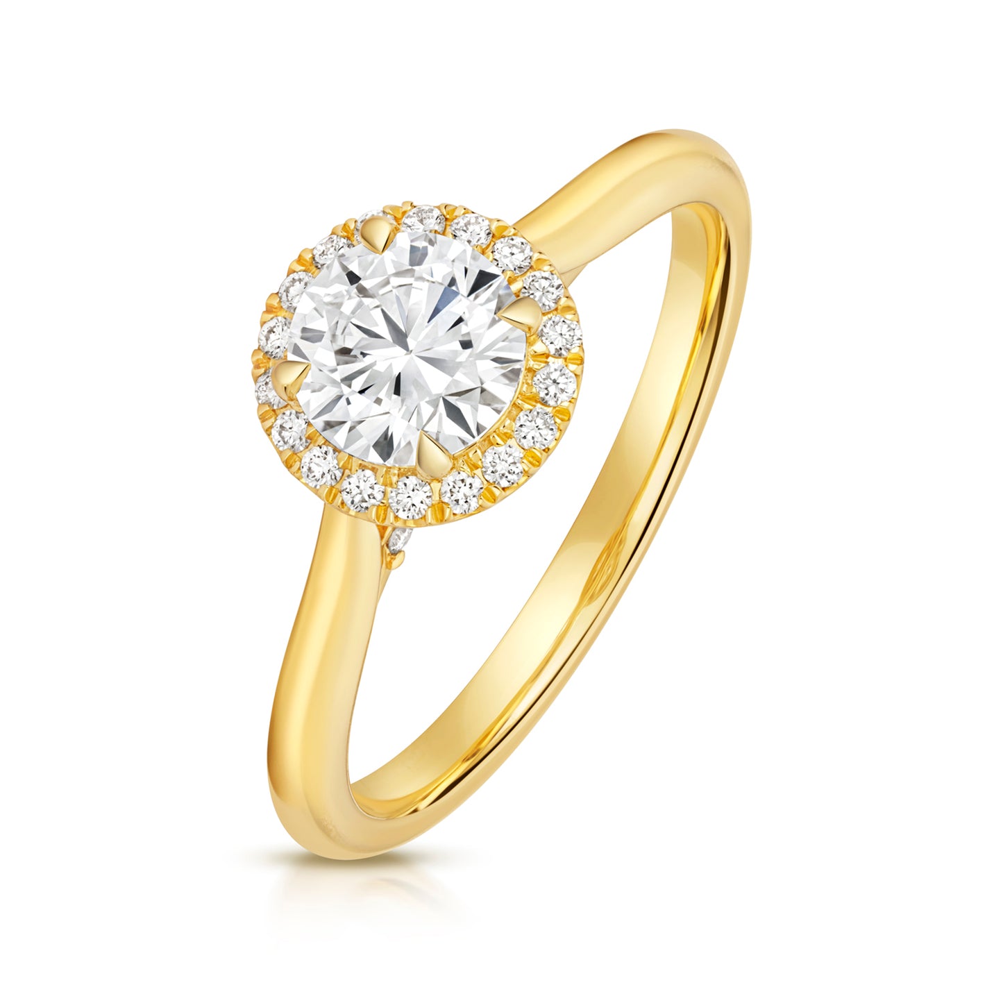 Maria Halo 0.75ct Round Lab Grown Diamond Engagement Ring - 18k Yellow Gold