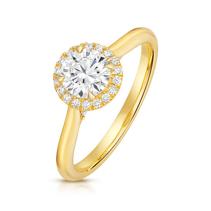 Maria Halo 0.75ct Round Lab Grown Diamond Engagement Ring - 18k Yellow Gold