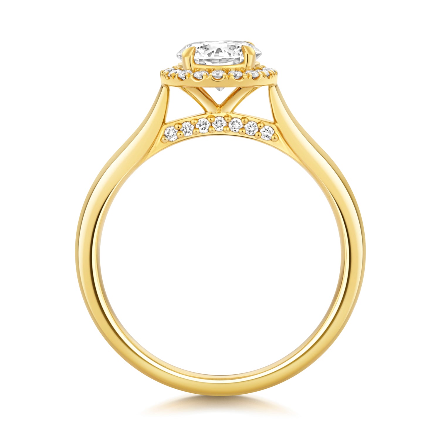 Maria Halo 0.75ct Round Lab Grown Diamond Engagement Ring - 18k Yellow Gold