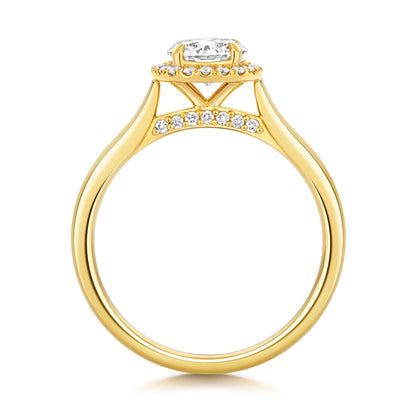 Maria Halo 0.75ct Round Lab Grown Diamond Engagement Ring - 18k Yellow Gold