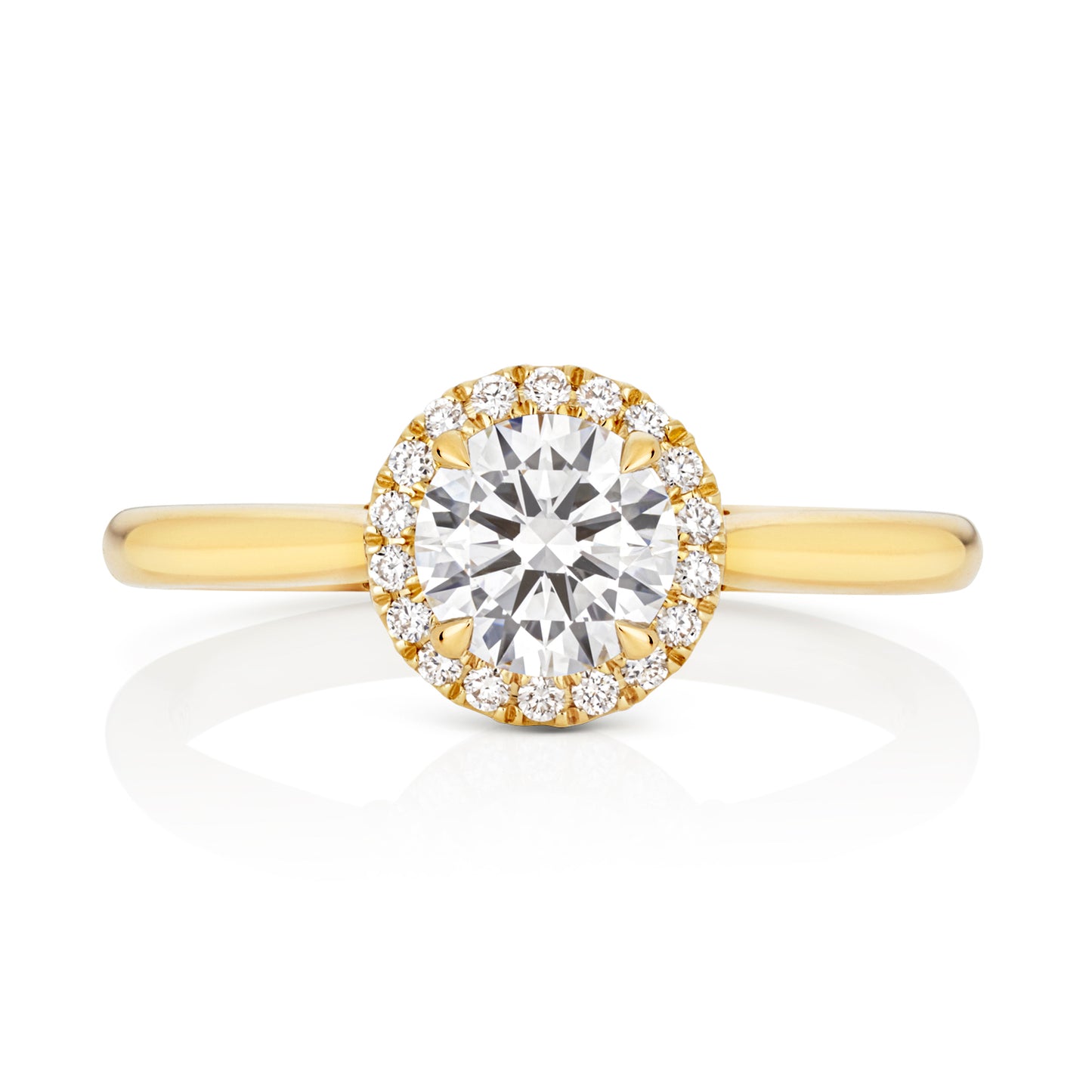 Maria Halo 0.75ct Round Lab Grown Diamond Engagement Ring - 18k Yellow Gold