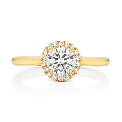 Maria Halo 0.75ct Round Lab Grown Diamond Engagement Ring - 18k Yellow Gold