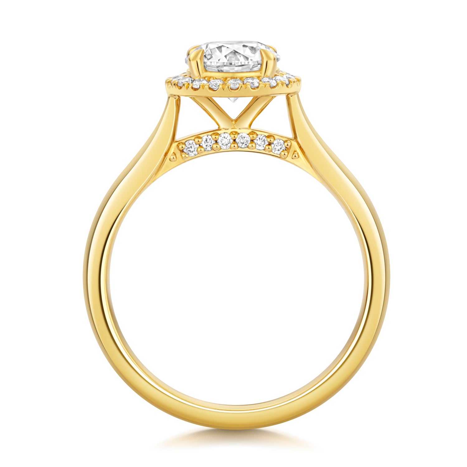 Maria Halo 1.00ct Round Lab Grown Diamond Engagement Ring - 18k Yellow Gold