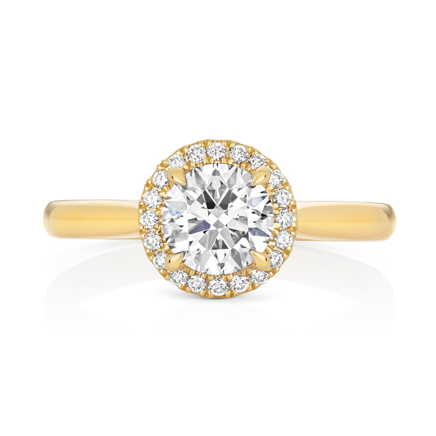 Maria Halo 1.00ct Round Lab Grown Diamond Engagement Ring - 18k Yellow Gold