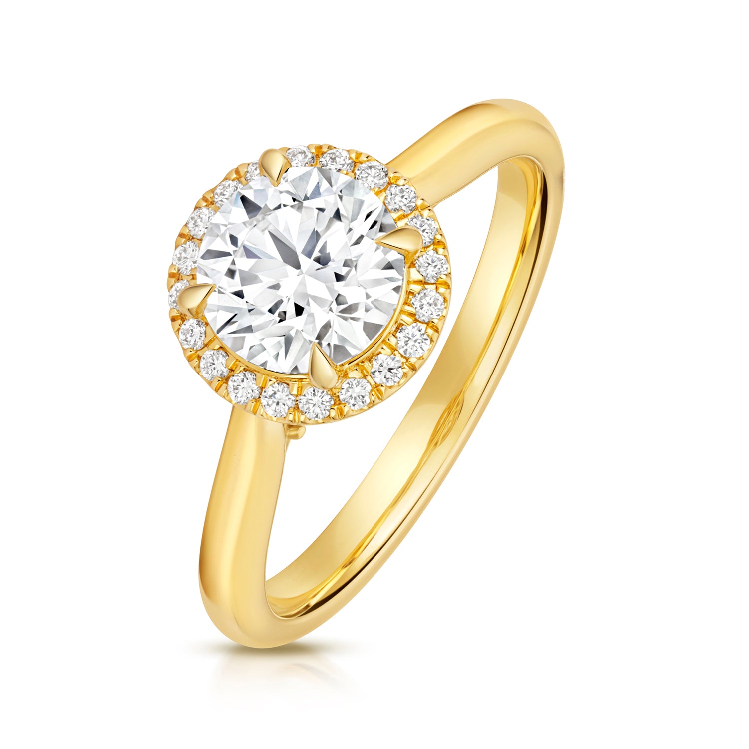 Maria Halo 1.25ct Round Lab Grown Diamond Engagement Ring - 18k Yellow Gold