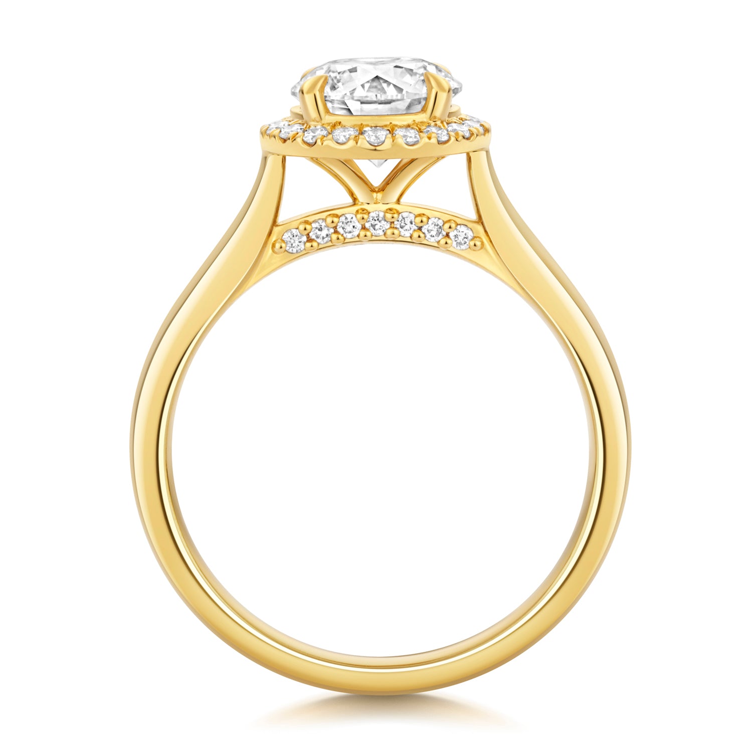Maria Halo 1.25ct Round Lab Grown Diamond Engagement Ring - 18k Yellow Gold