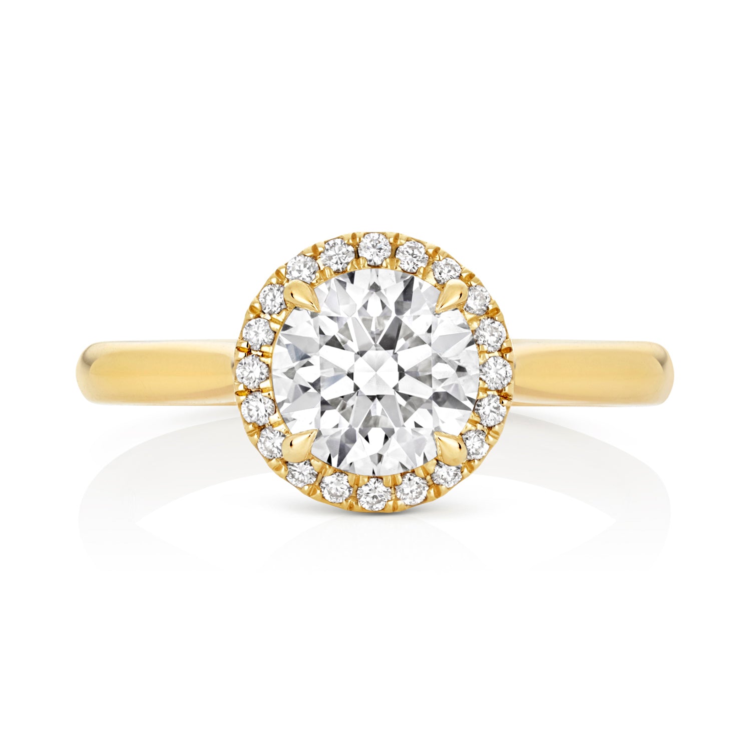 Maria Halo 1.25ct Round Lab Grown Diamond Engagement Ring - 18k Yellow Gold