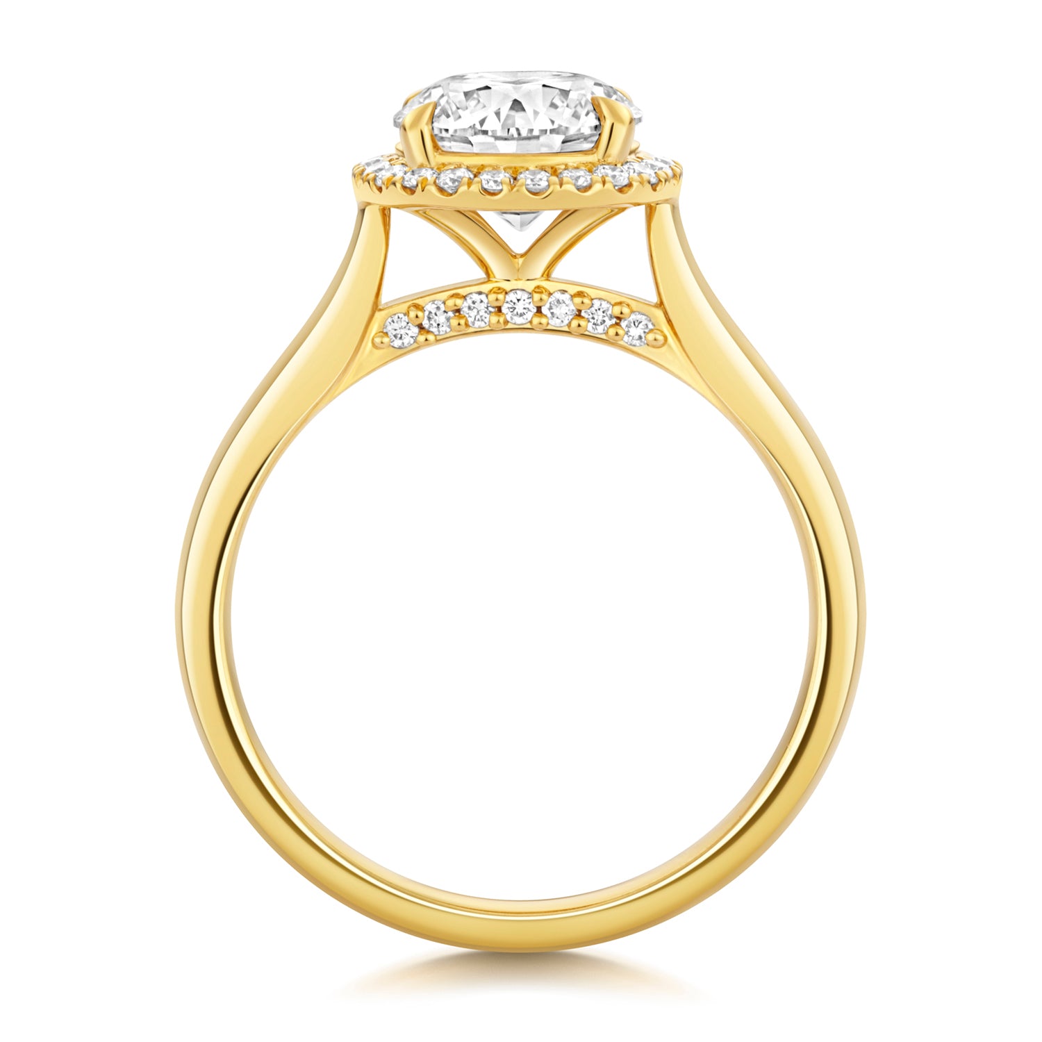 Maria Halo 1.50ct Round Lab Grown Diamond Engagement Ring - 18k Yellow Gold