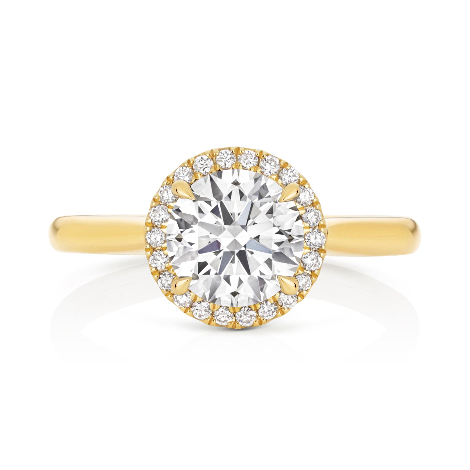 Maria Halo 1.50ct Round Lab Grown Diamond Engagement Ring - 18k Yellow Gold