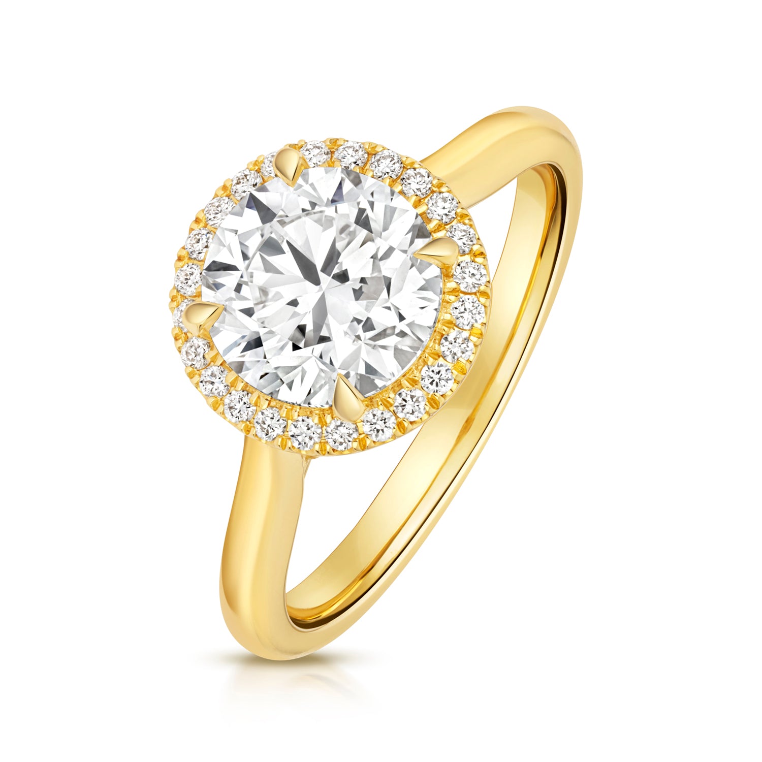 Maria Halo 2.00ct Round Lab Grown Diamond Engagement Ring - 18k Yellow Gold