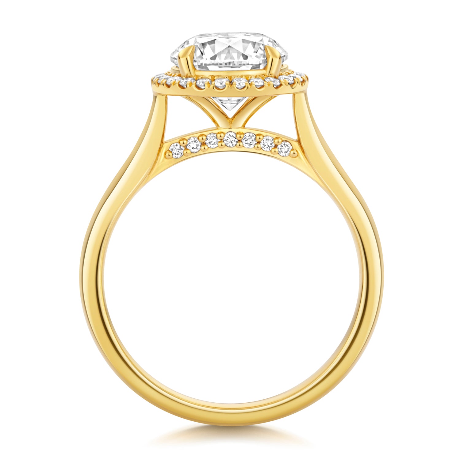 Maria Halo 2.00ct Round Lab Grown Diamond Engagement Ring - 18k Yellow Gold