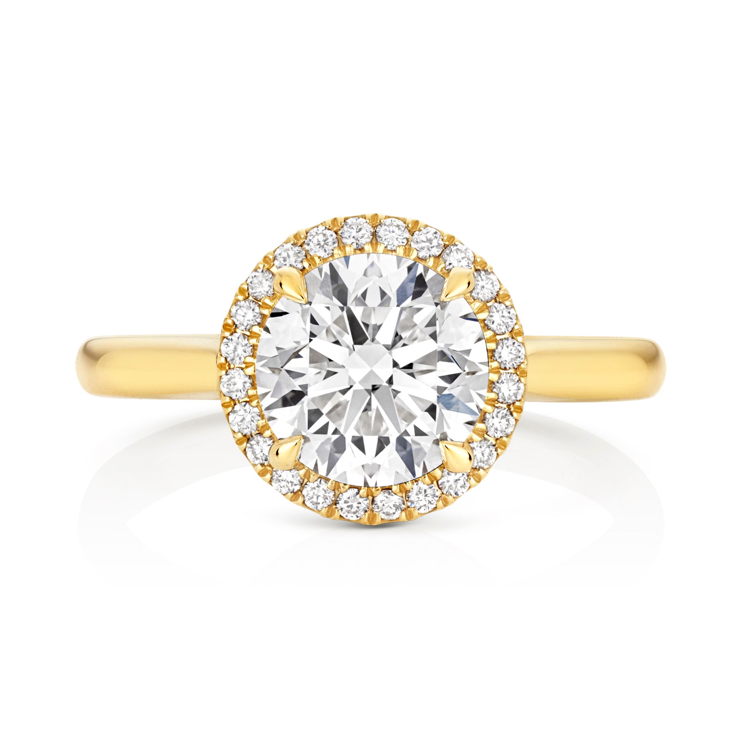 Maria Halo 2.00ct Round Lab Grown Diamond Engagement Ring - 18k Yellow Gold