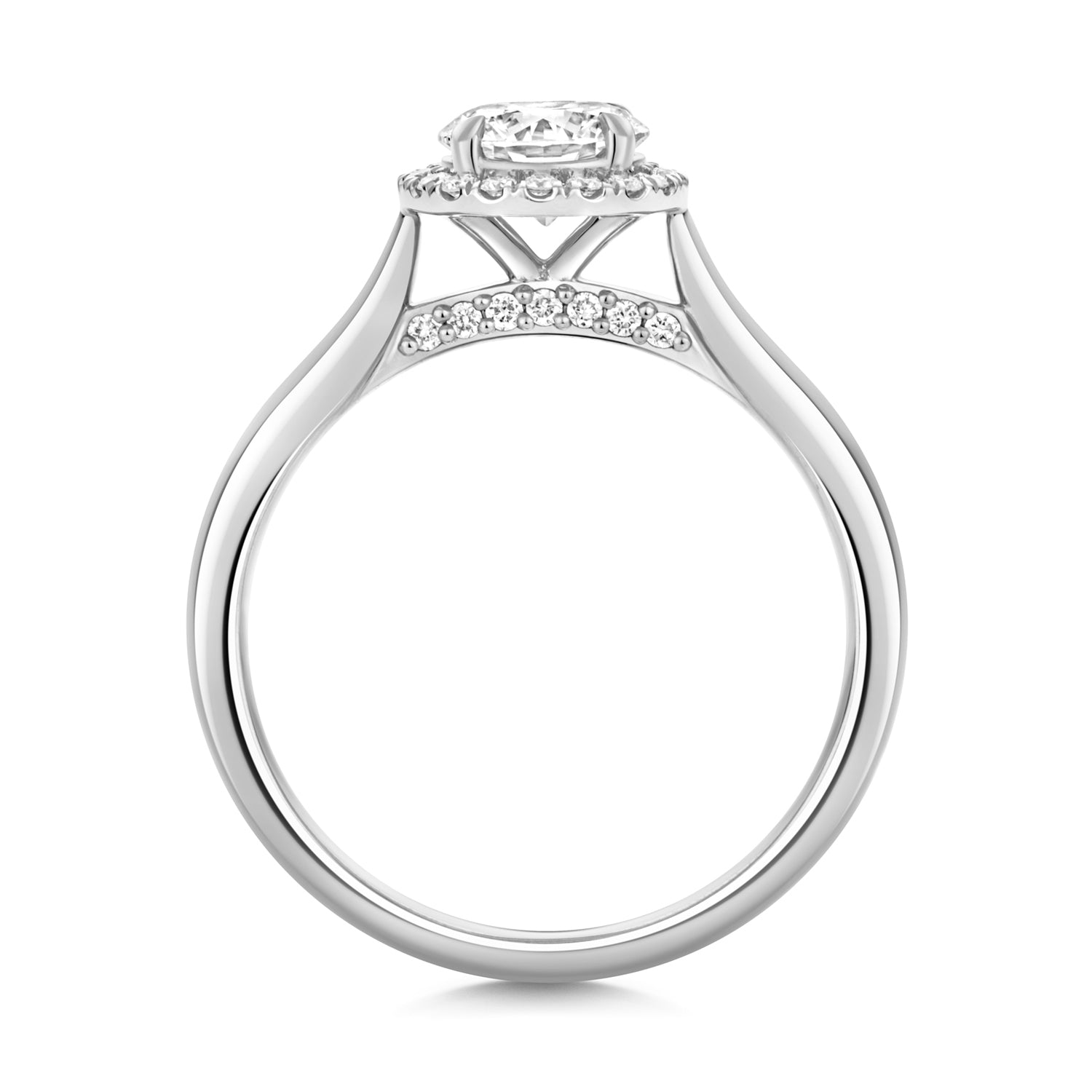 Maria Halo 0.75ct Round Lab Grown Diamond Engagement Ring - 18k White Gold