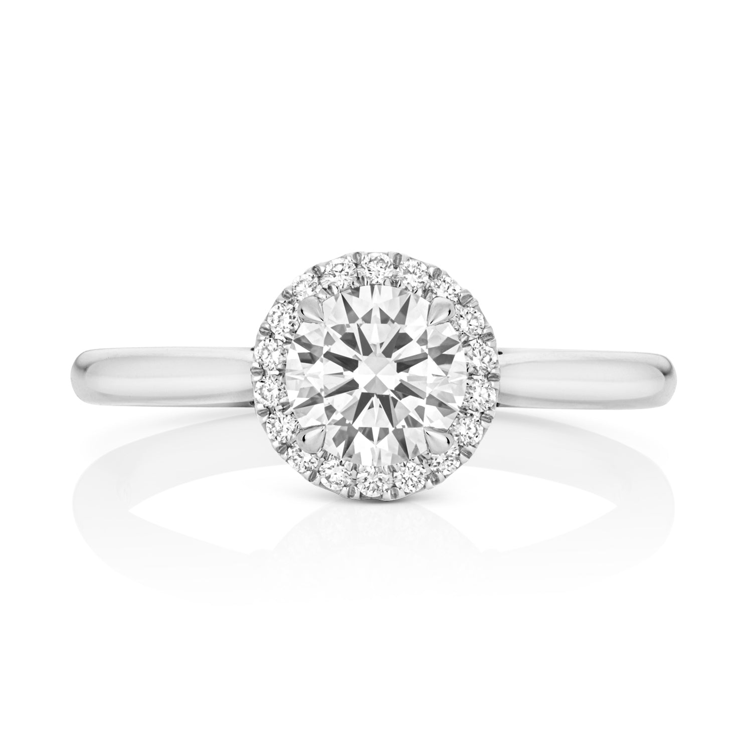 Maria Halo 0.75ct Round Lab Grown Diamond Engagement Ring - 18k White Gold