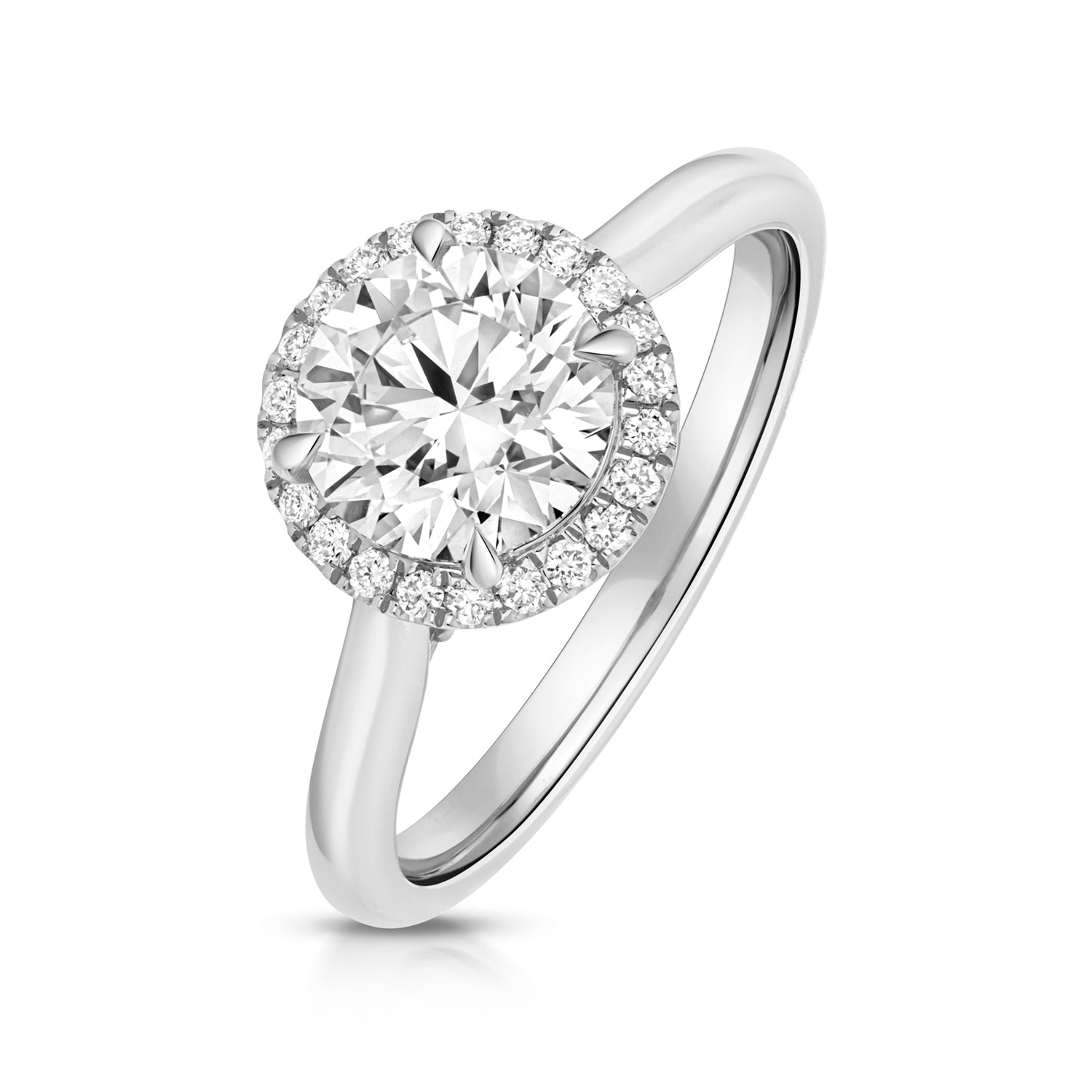 Maria Halo 1.50ct Round Lab Grown Diamond Engagement Ring - 18k White Gold