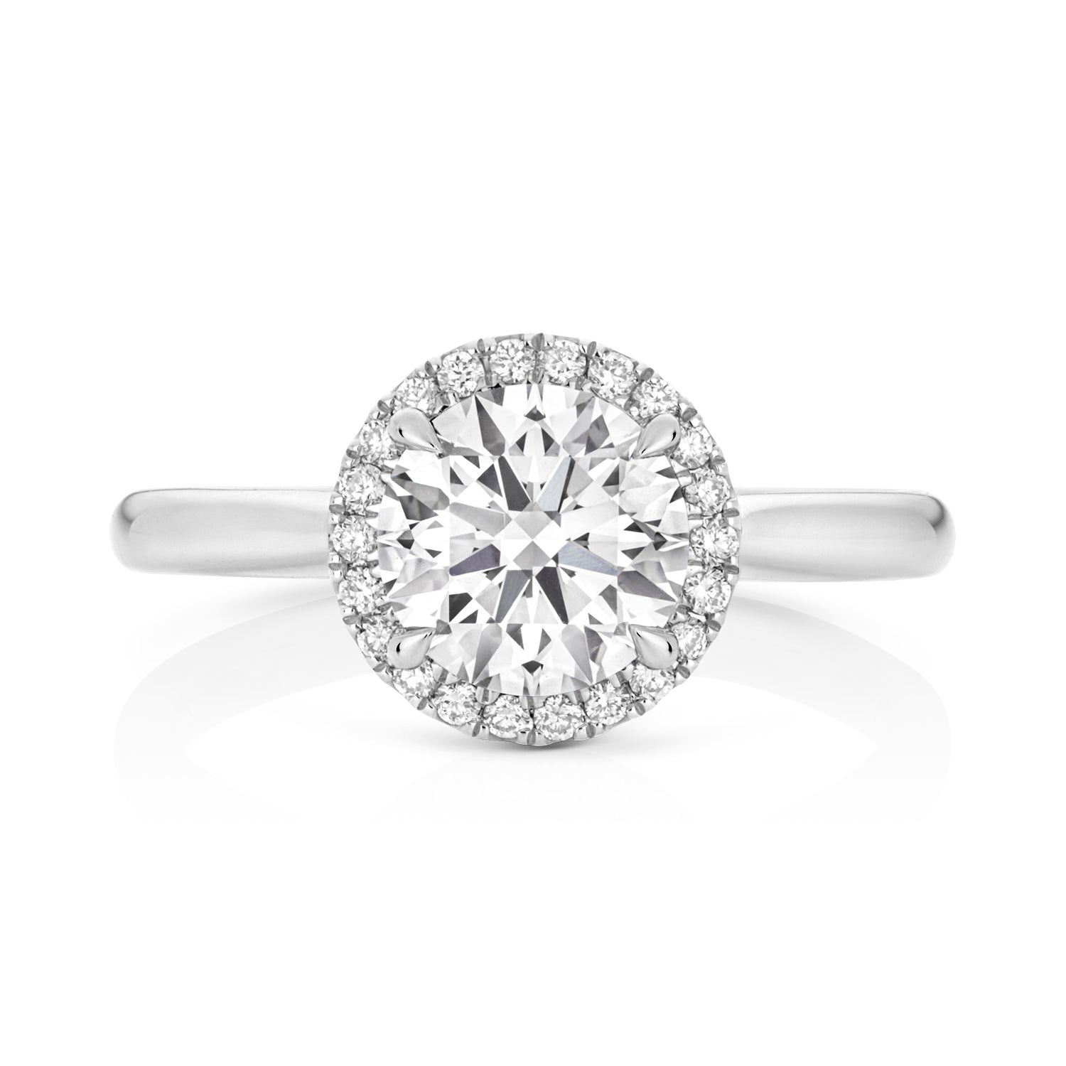 Maria Halo 1.50ct Round Lab Grown Diamond Engagement Ring - 18k White Gold