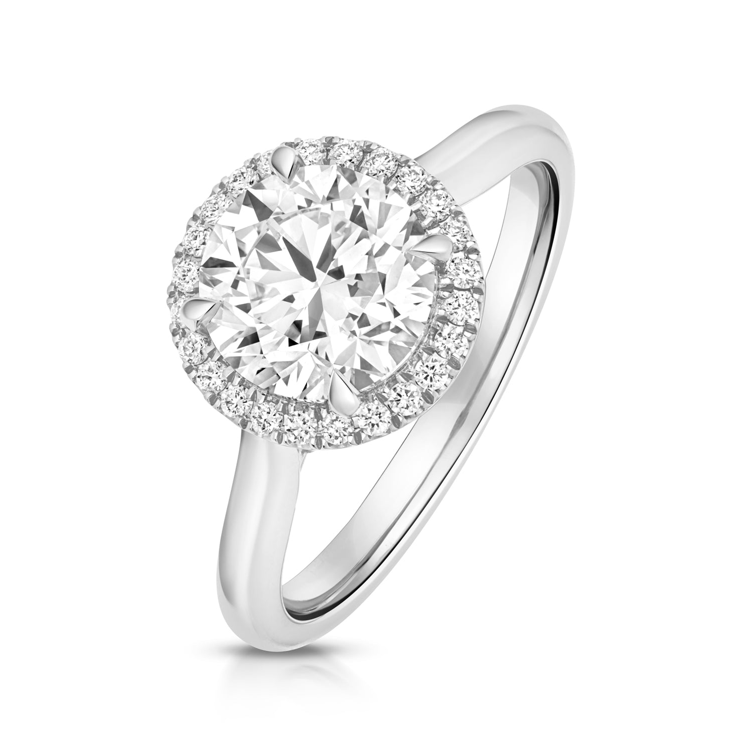 Maria Halo 2.00ct Round Lab Grown Diamond Engagement Ring - 18k White Gold