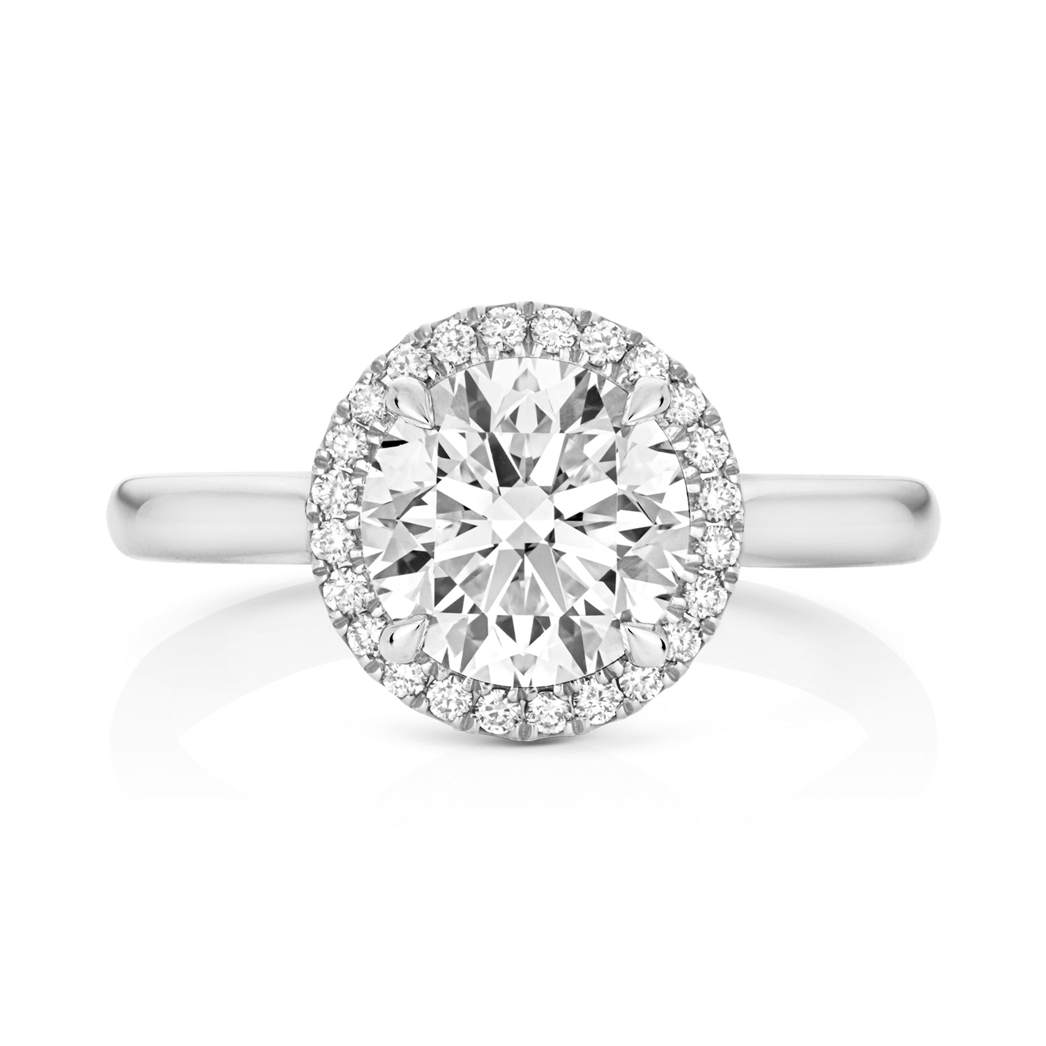 Maria Halo 2.00ct Round Lab Grown Diamond Engagement Ring - 18k White Gold