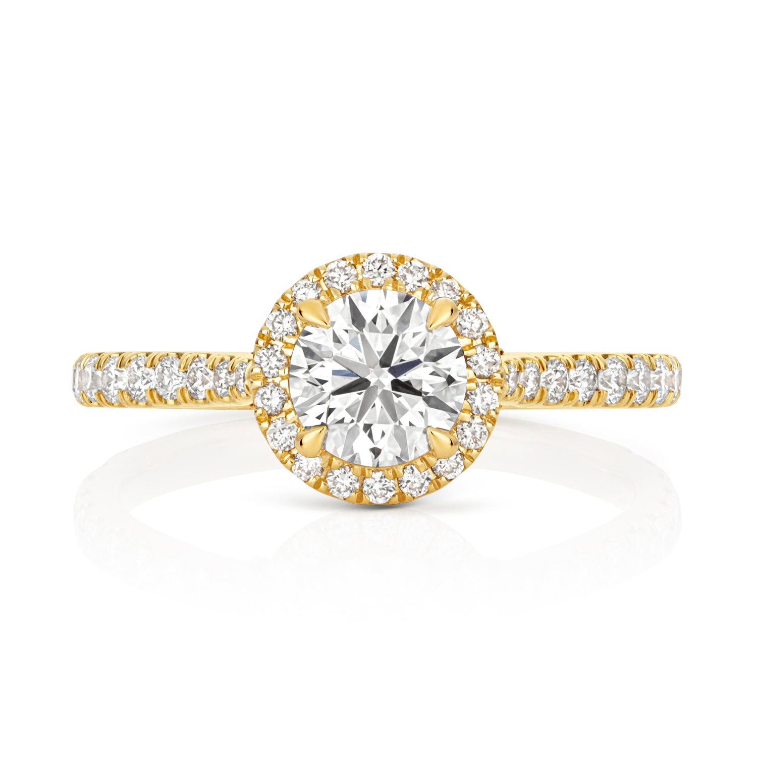 Maria Halo Pavé 0.75ct Round Lab Grown Diamond Engagement Ring - 18k Yellow Gold