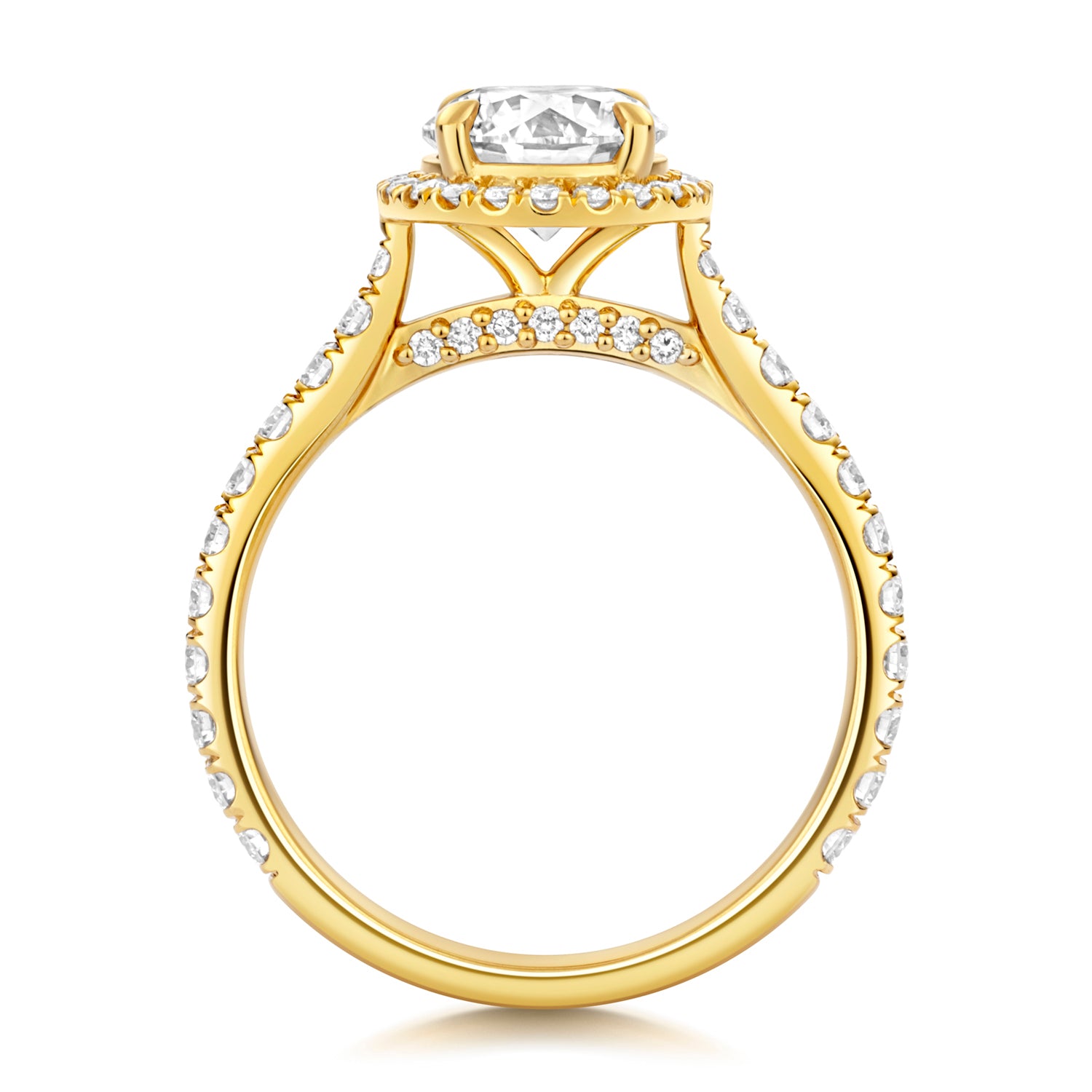 Maria Halo Pavé 1.25ct Round Lab Grown Diamond Engagement Ring - 18k Yellow Gold