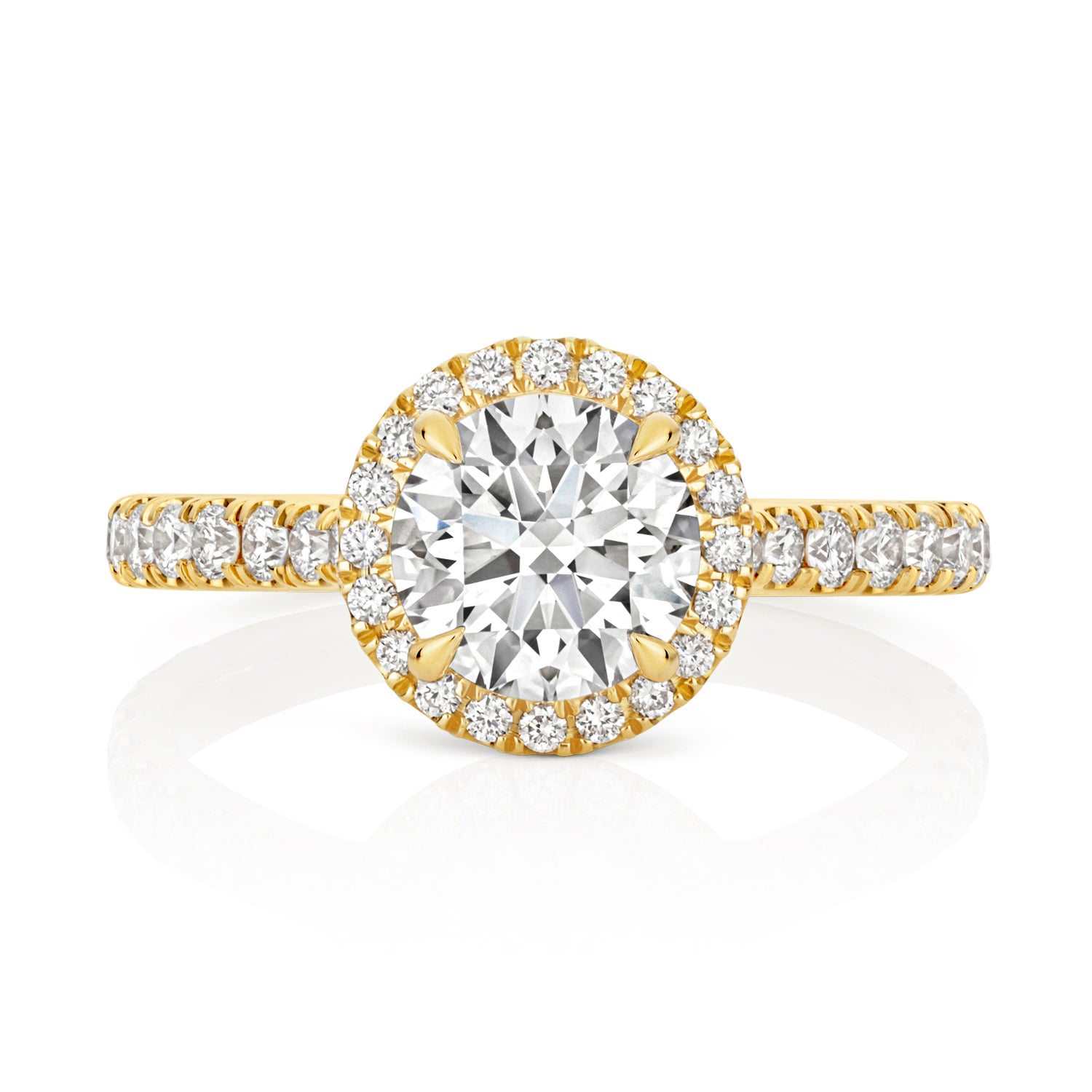 Maria Halo Pavé 1.25ct Round Lab Grown Diamond Engagement Ring - 18k Yellow Gold