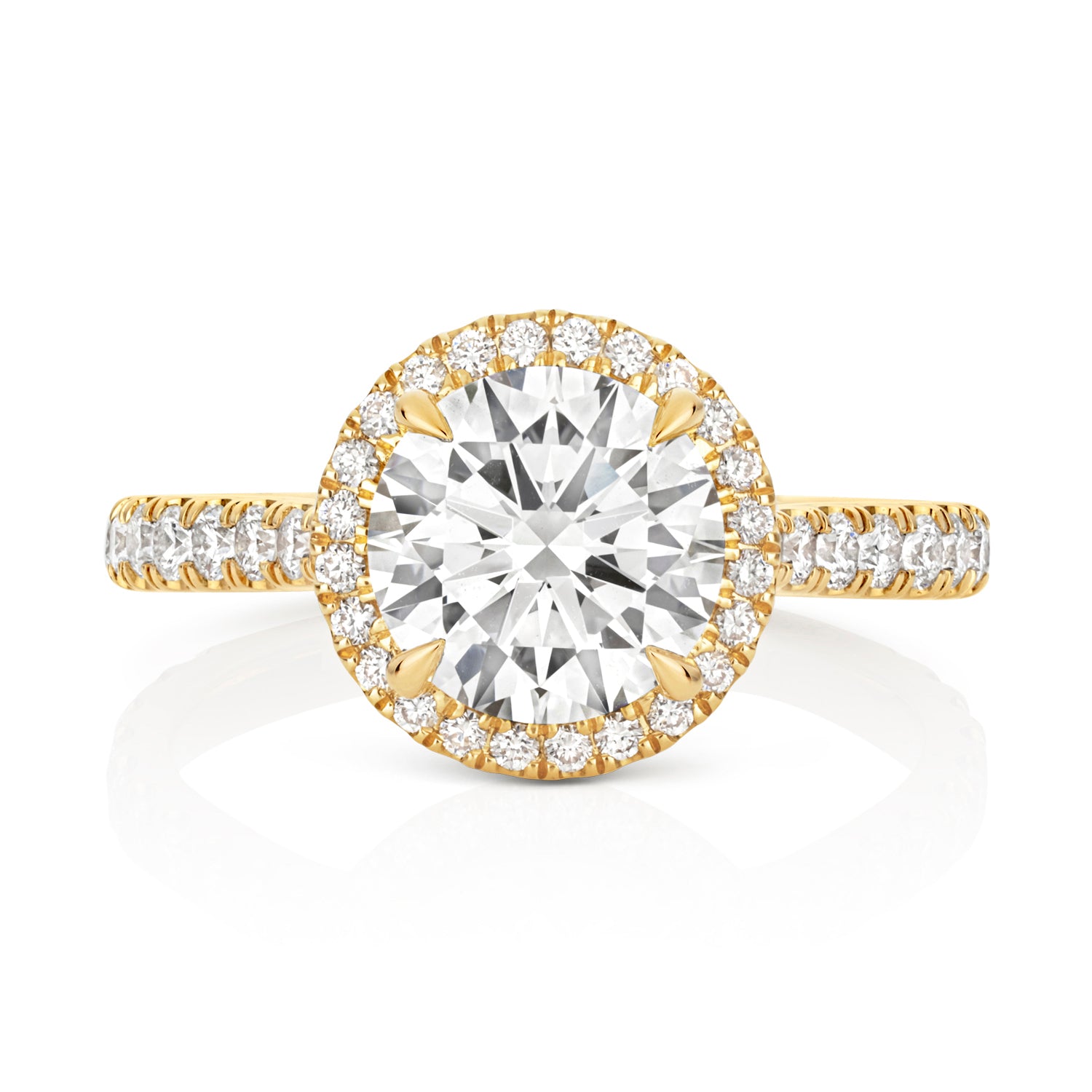 Maria Halo Pavé 2.00ct Round Lab Grown Diamond Engagement Ring - 18k Yellow Gold