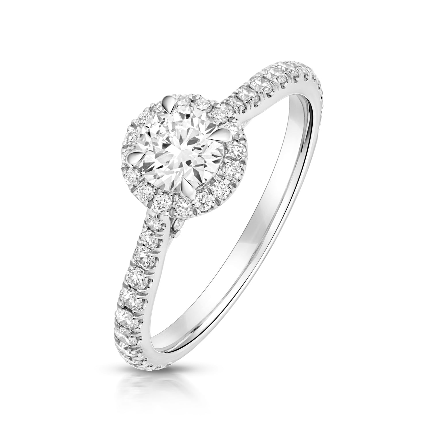 Maria Halo Pavé 0.50ct Round Lab Grown Diamond Engagement Ring - Platinum
