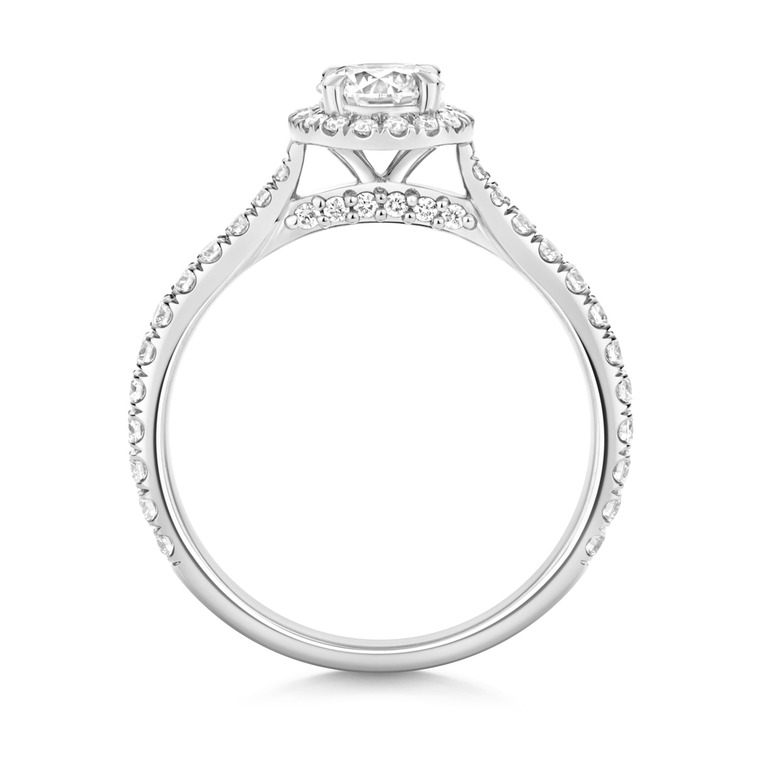 Maria Halo Pavé 0.50ct Round Lab Grown Diamond Engagement Ring - Platinum