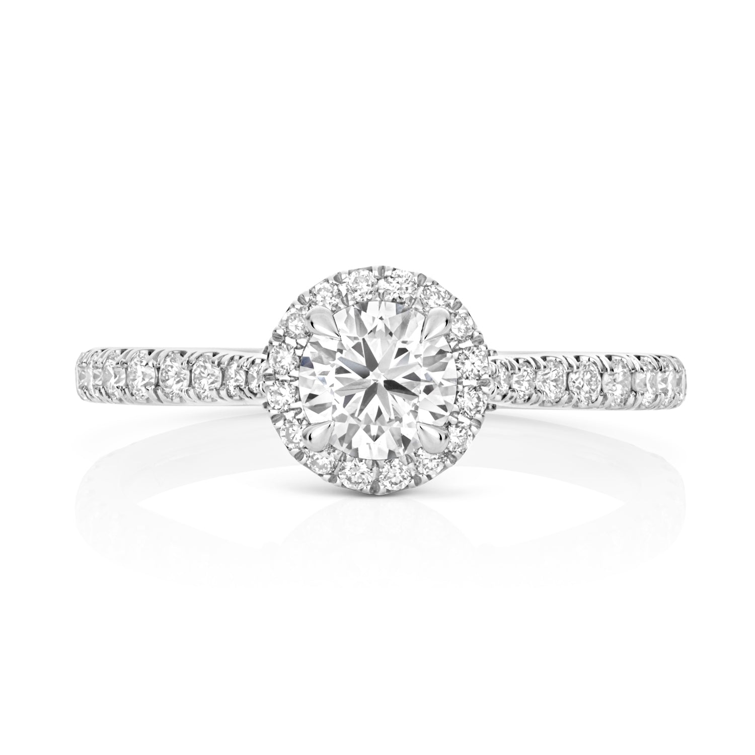Maria Halo Pavé 0.50ct Round Lab Grown Diamond Engagement Ring - Platinum