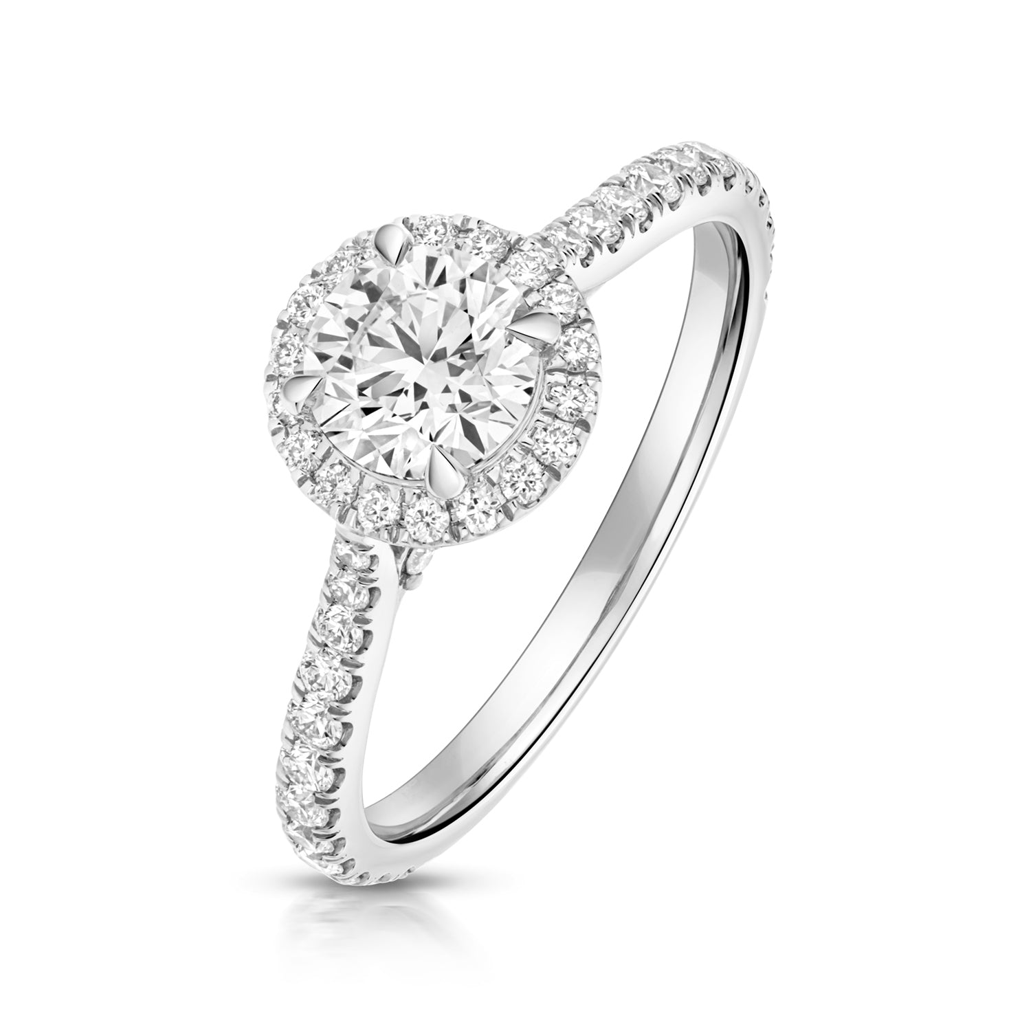 Maria Halo Pavé 0.75ct Round Lab Grown Diamond Engagement Ring - Platinum