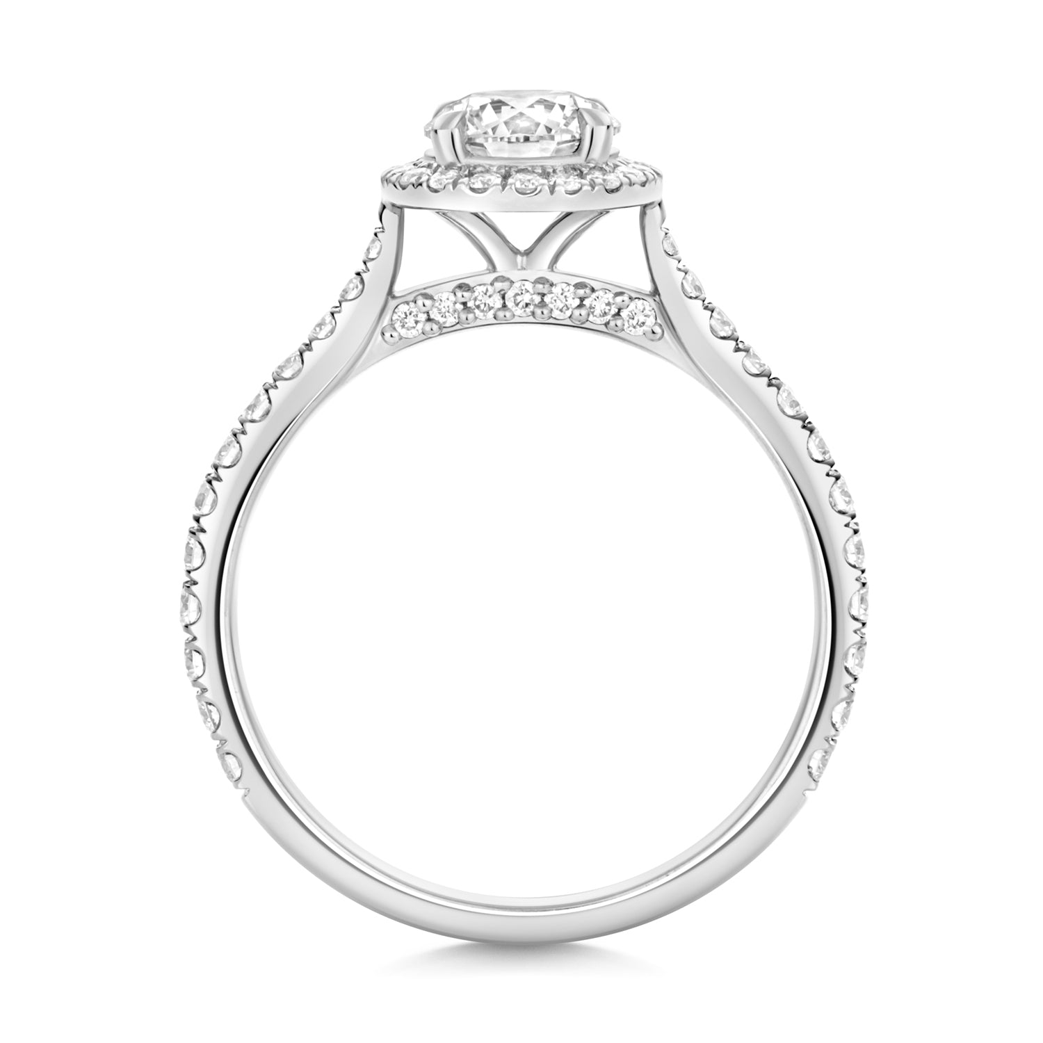 Maria Halo Pavé 0.75ct Round Lab Grown Diamond Engagement Ring - Platinum