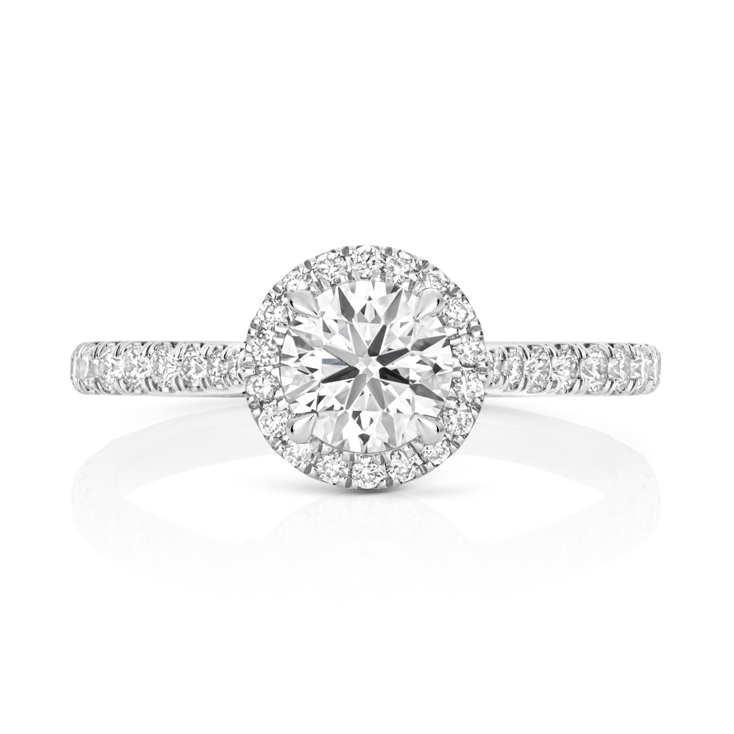 Maria Halo Pavé 0.75ct Round Lab Grown Diamond Engagement Ring - Platinum