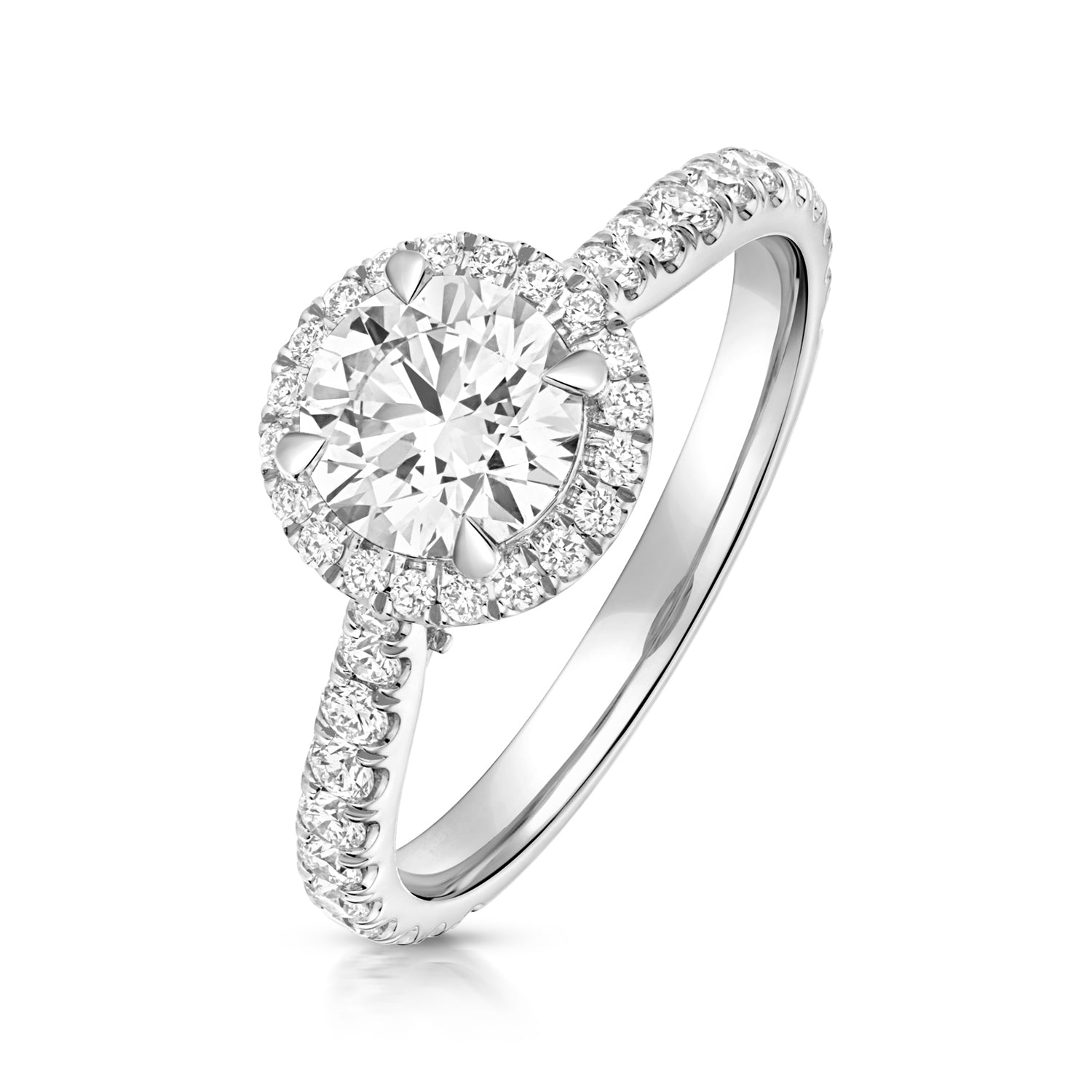 Maria Halo Pavé 1.00ct Round Lab Grown Diamond Engagement Ring - Platinum