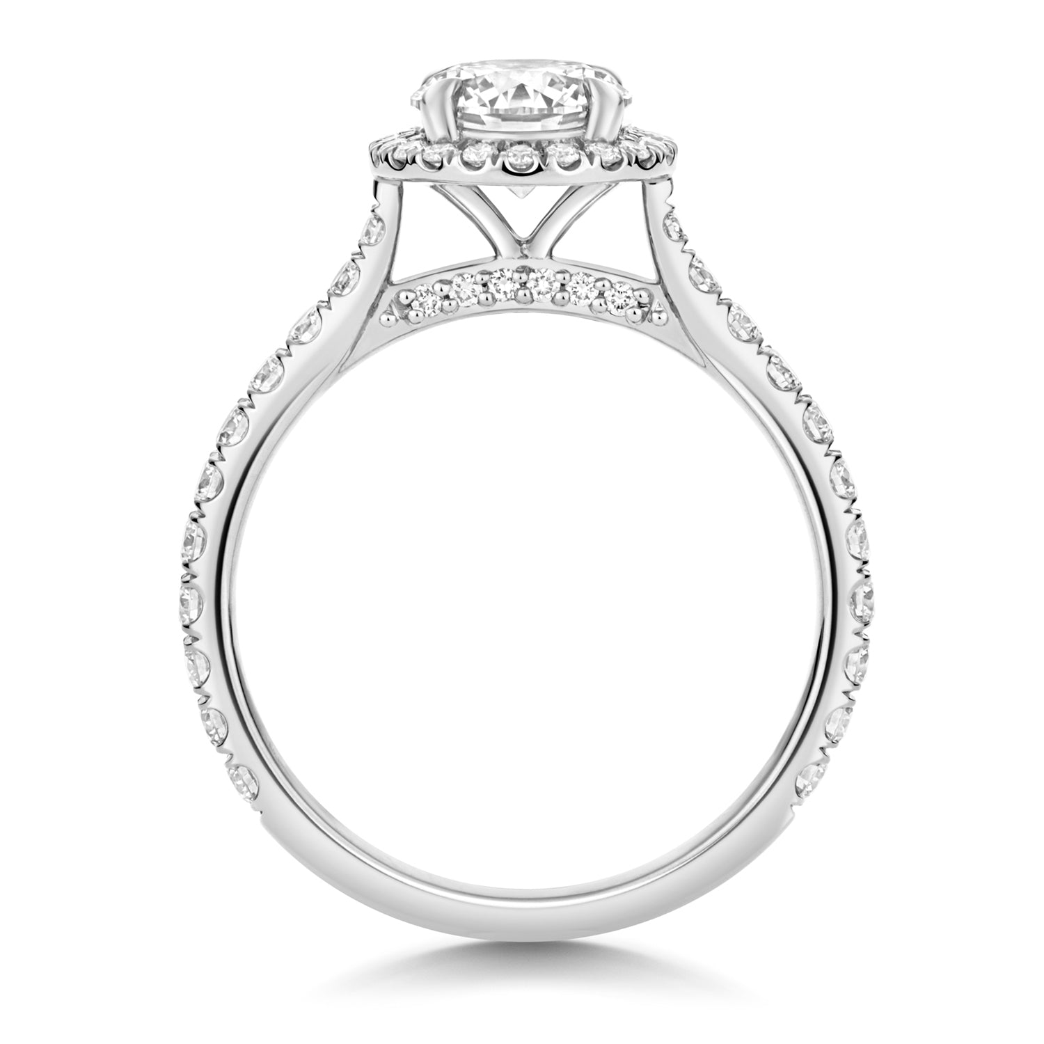 Maria Halo Pavé 1.00ct Round Lab Grown Diamond Engagement Ring - Platinum