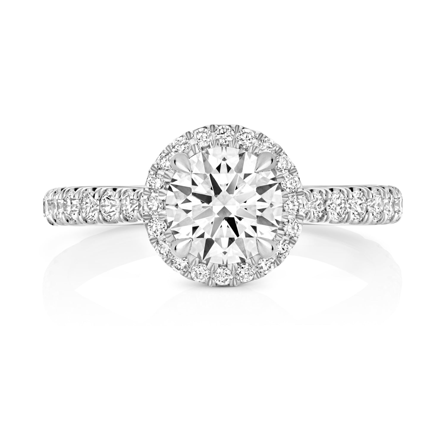 Maria Halo Pavé 1.00ct Round Lab Grown Diamond Engagement Ring - Platinum