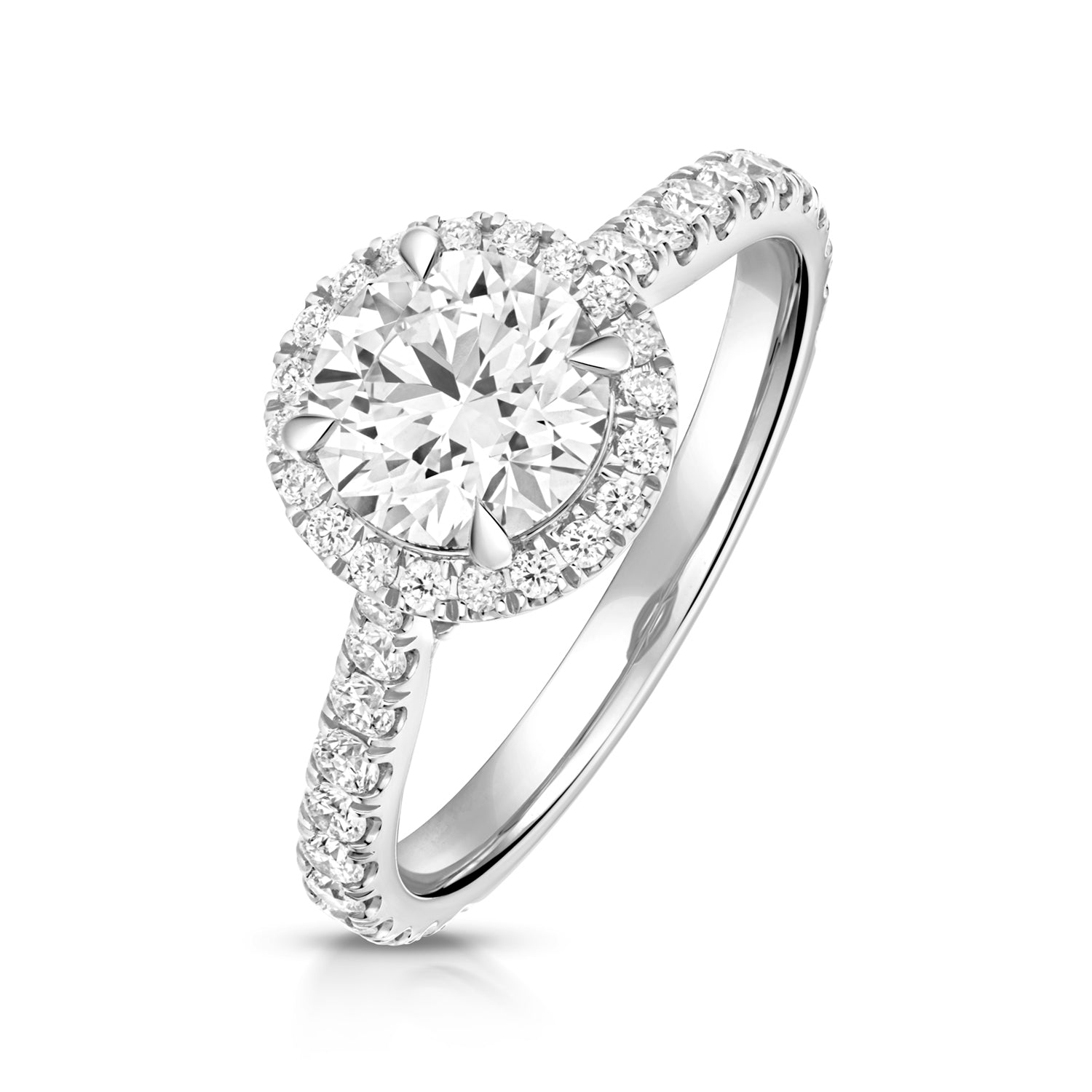 Maria Halo Pavé 1.25ct Round Lab Grown Diamond Engagement Ring - 18k White Gold
