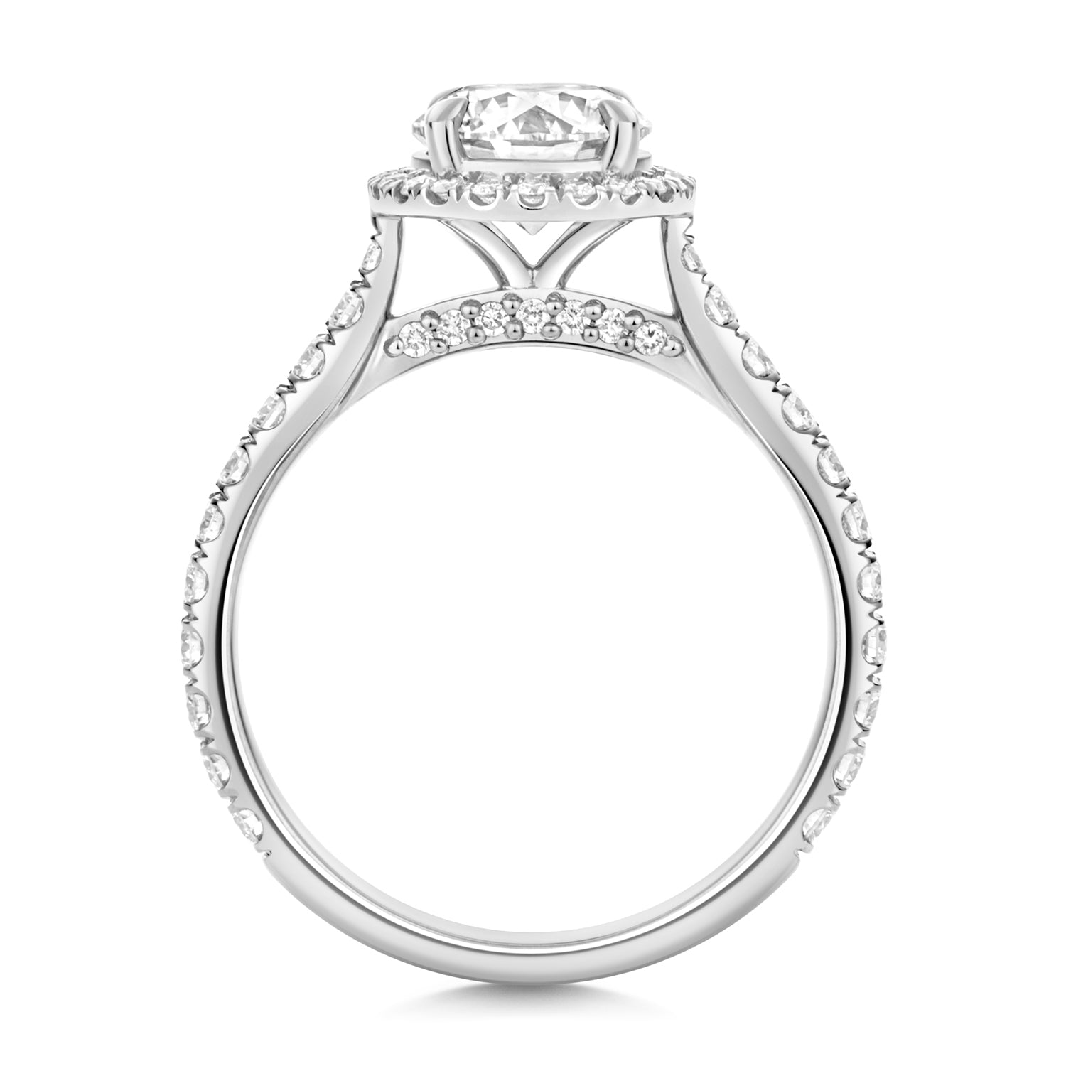 Maria Halo Pavé 1.25ct Round Lab Grown Diamond Engagement Ring - 18k White Gold
