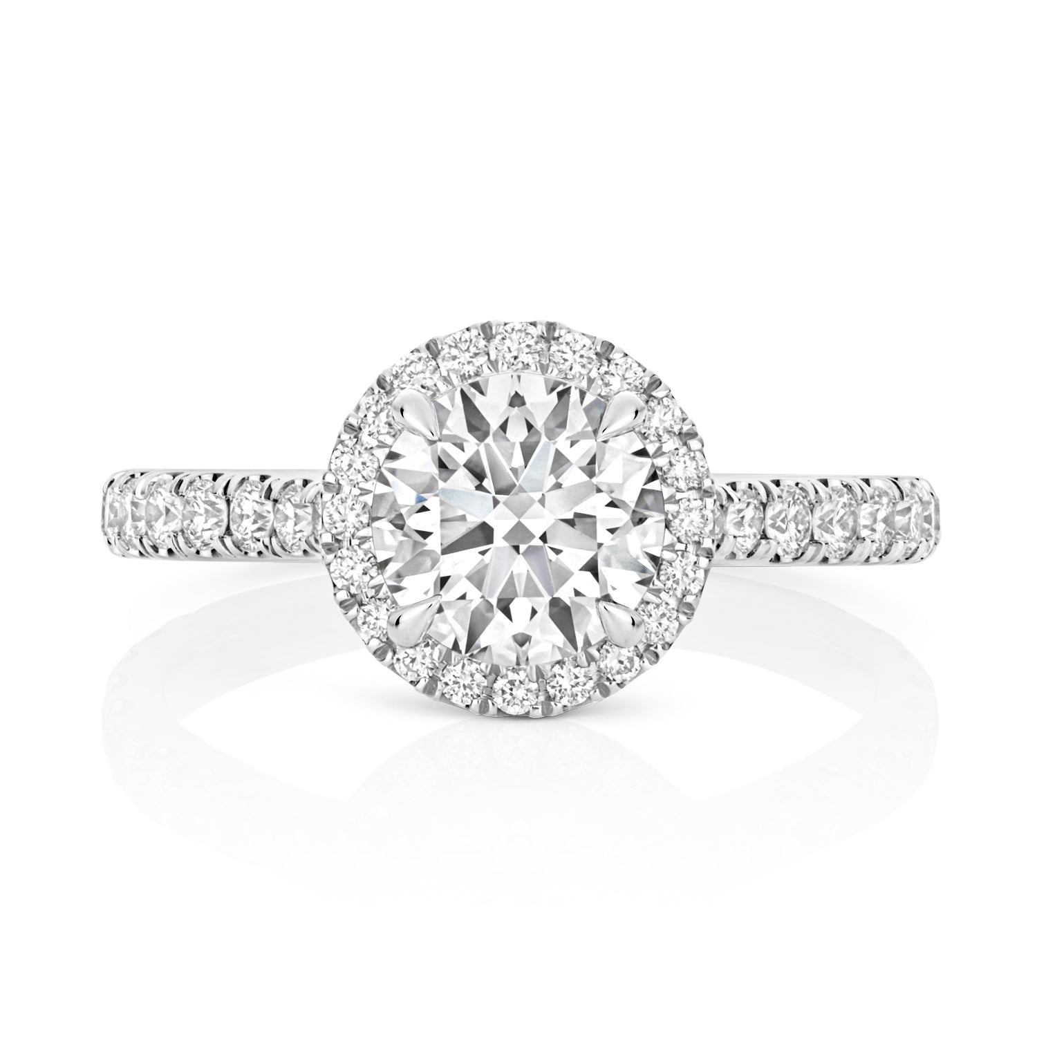 Maria Halo Pavé 1.25ct Round Lab Grown Diamond Engagement Ring - 18k White Gold